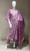Light purple floral embroidered kurta set