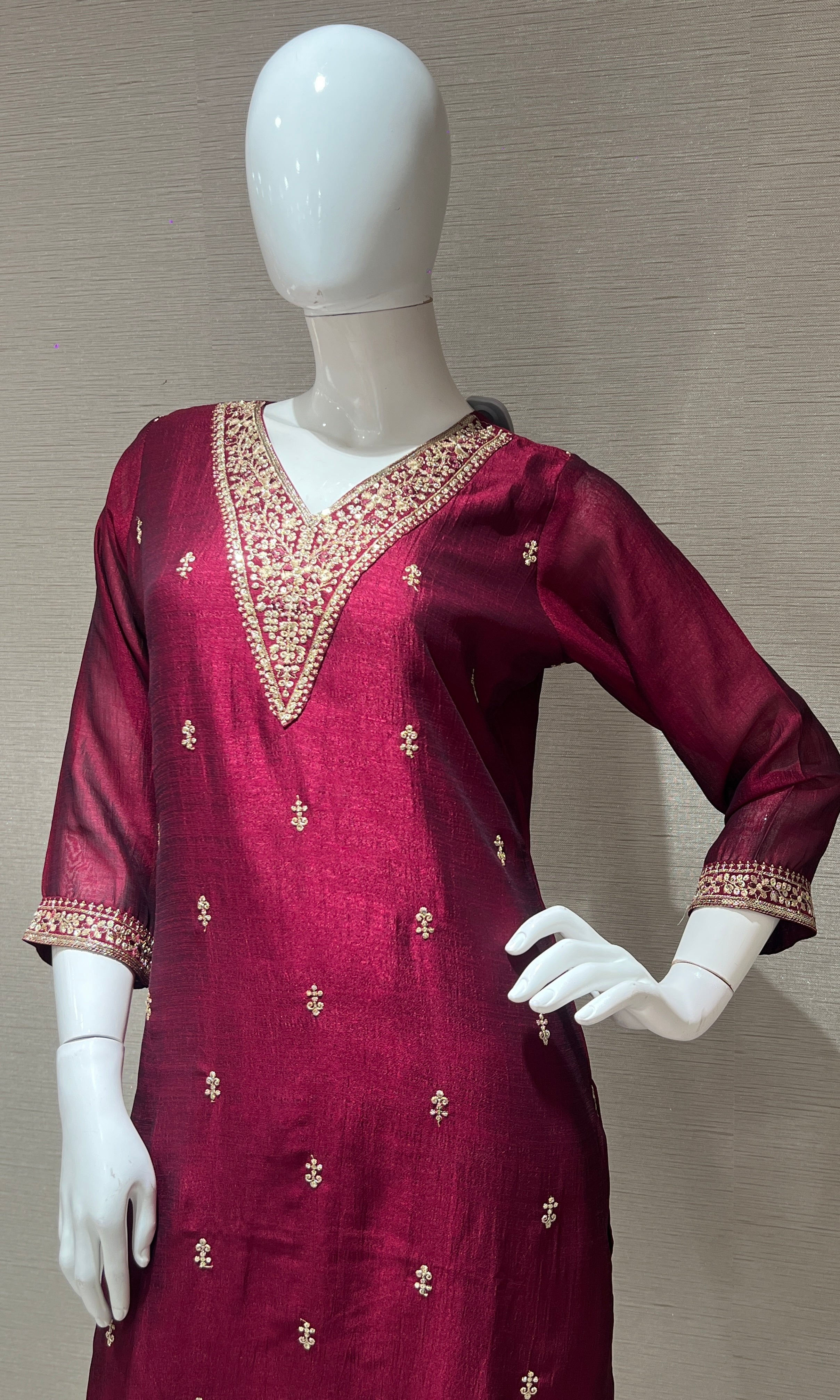 Wine maroon kurta set