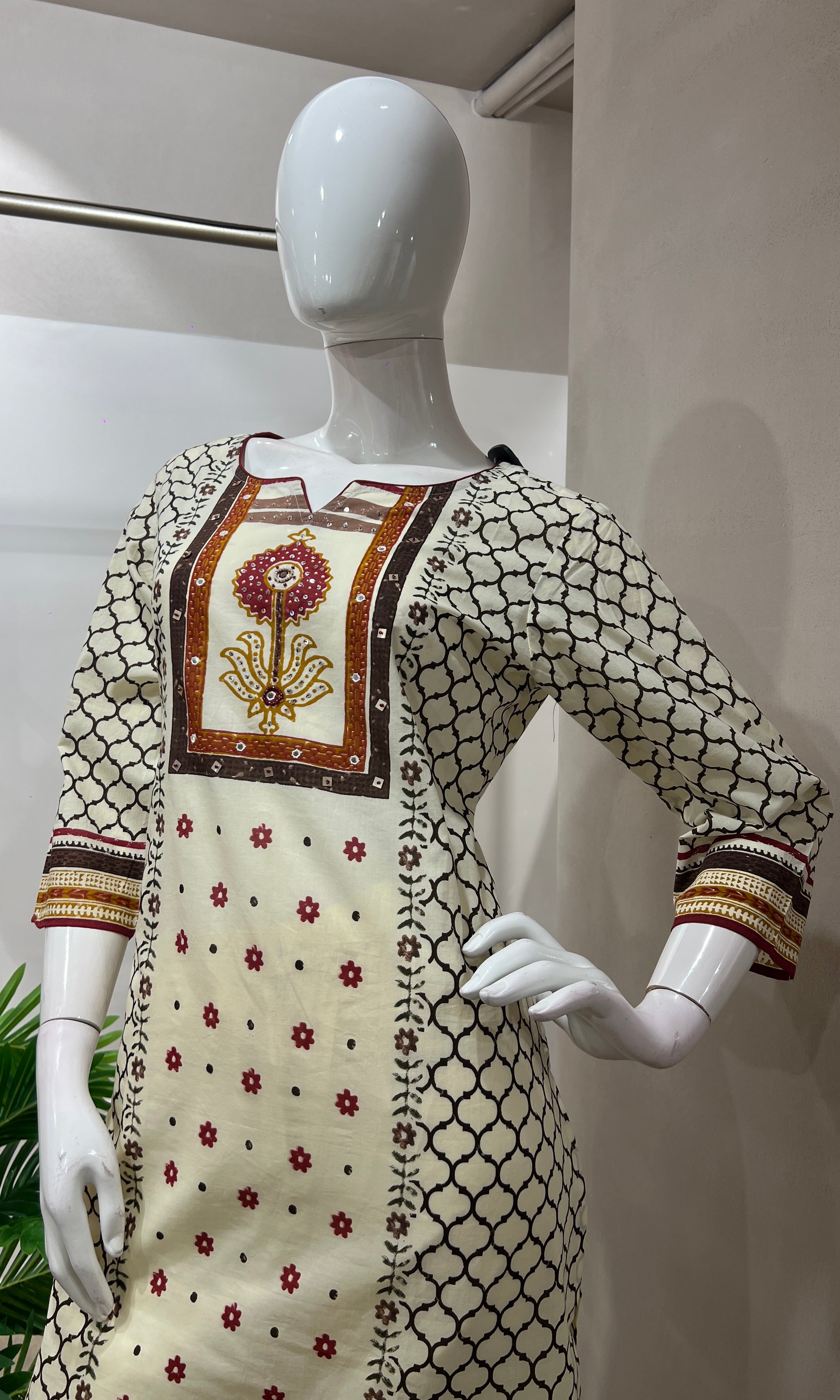 Red ETHNIC PRINTED kurta set