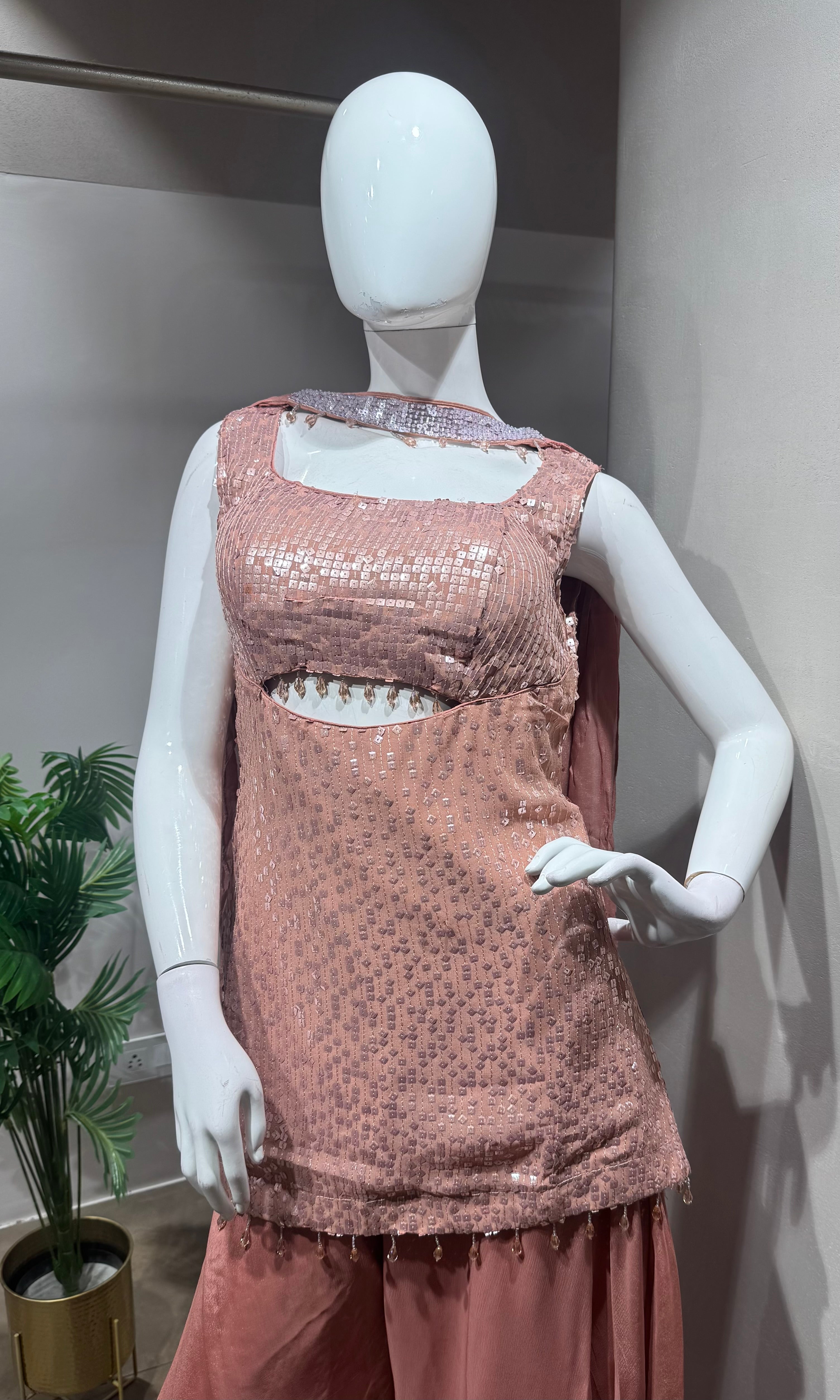 ONION PINK GEORGETTE SHARARA SET