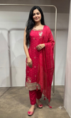 Rani Pink Embroidery Kurta Set with Dupatta