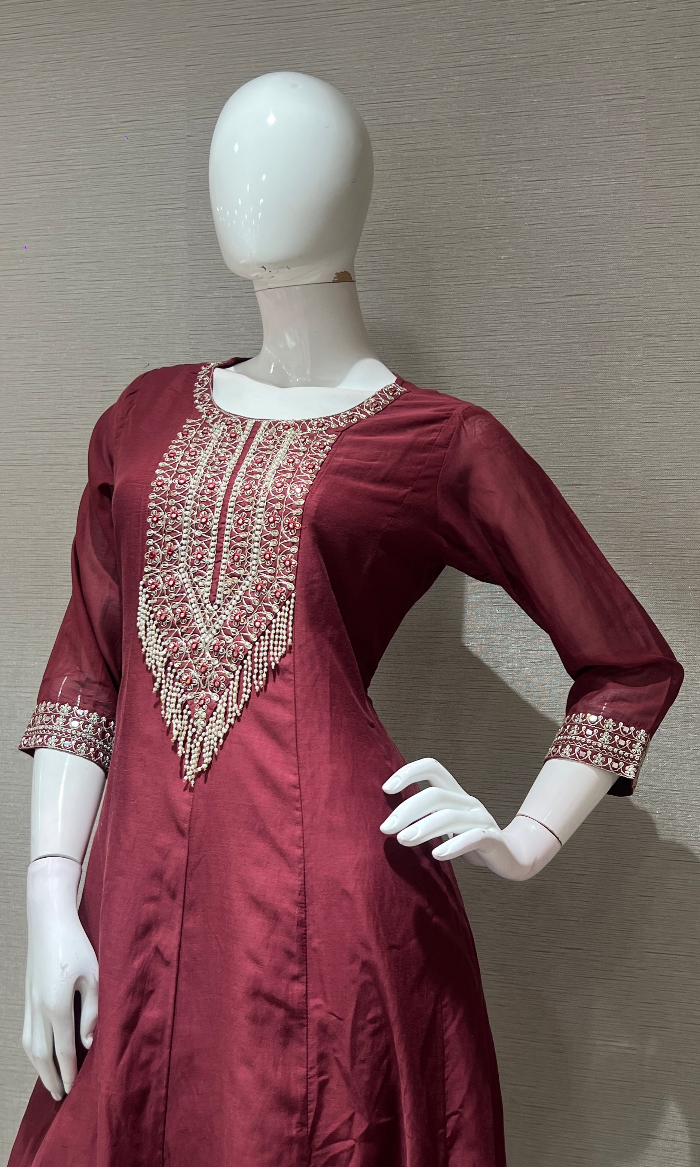 Maroon Anarkali KURTA SET