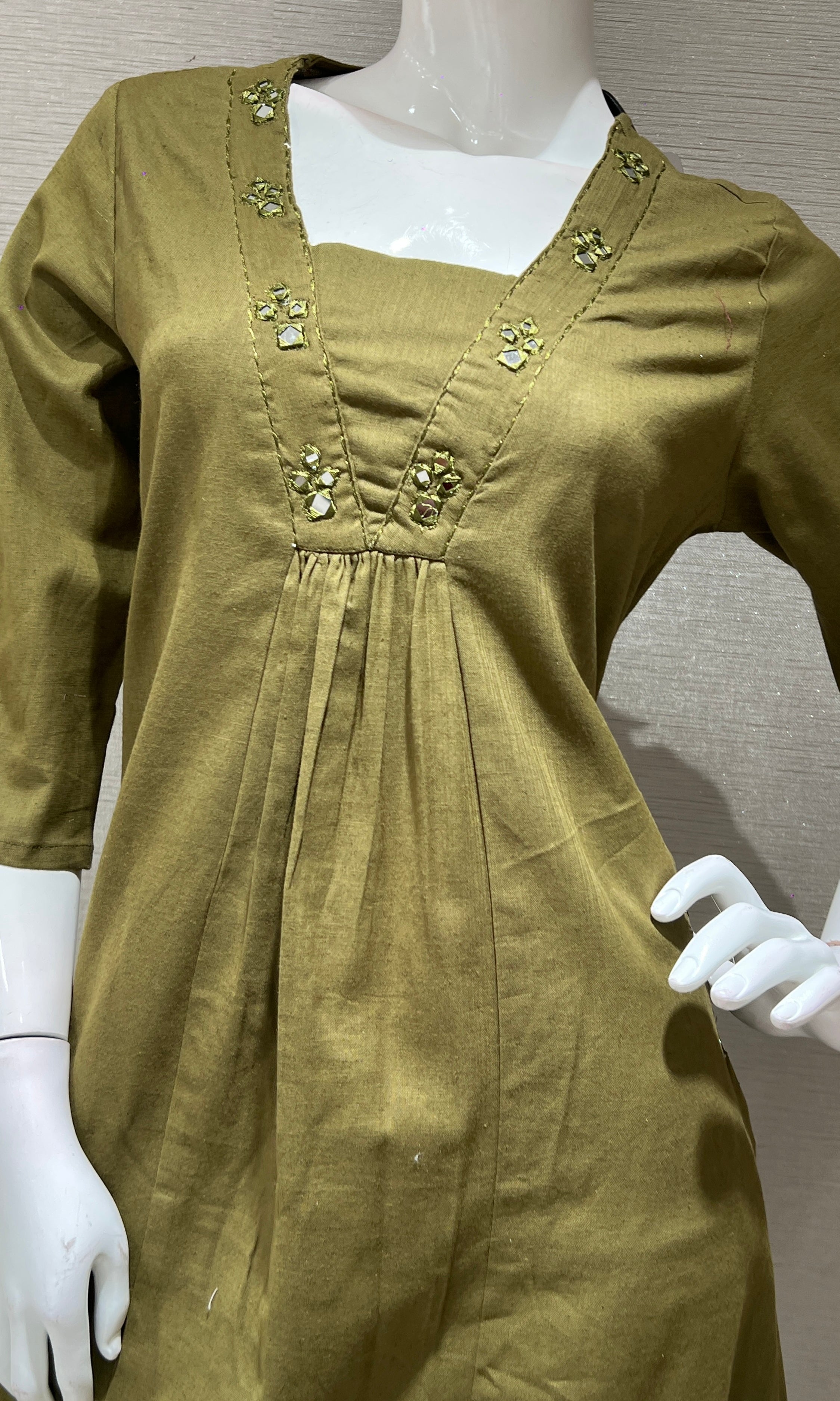 Mehandi green A LINE KURTI WITH BOTTOM