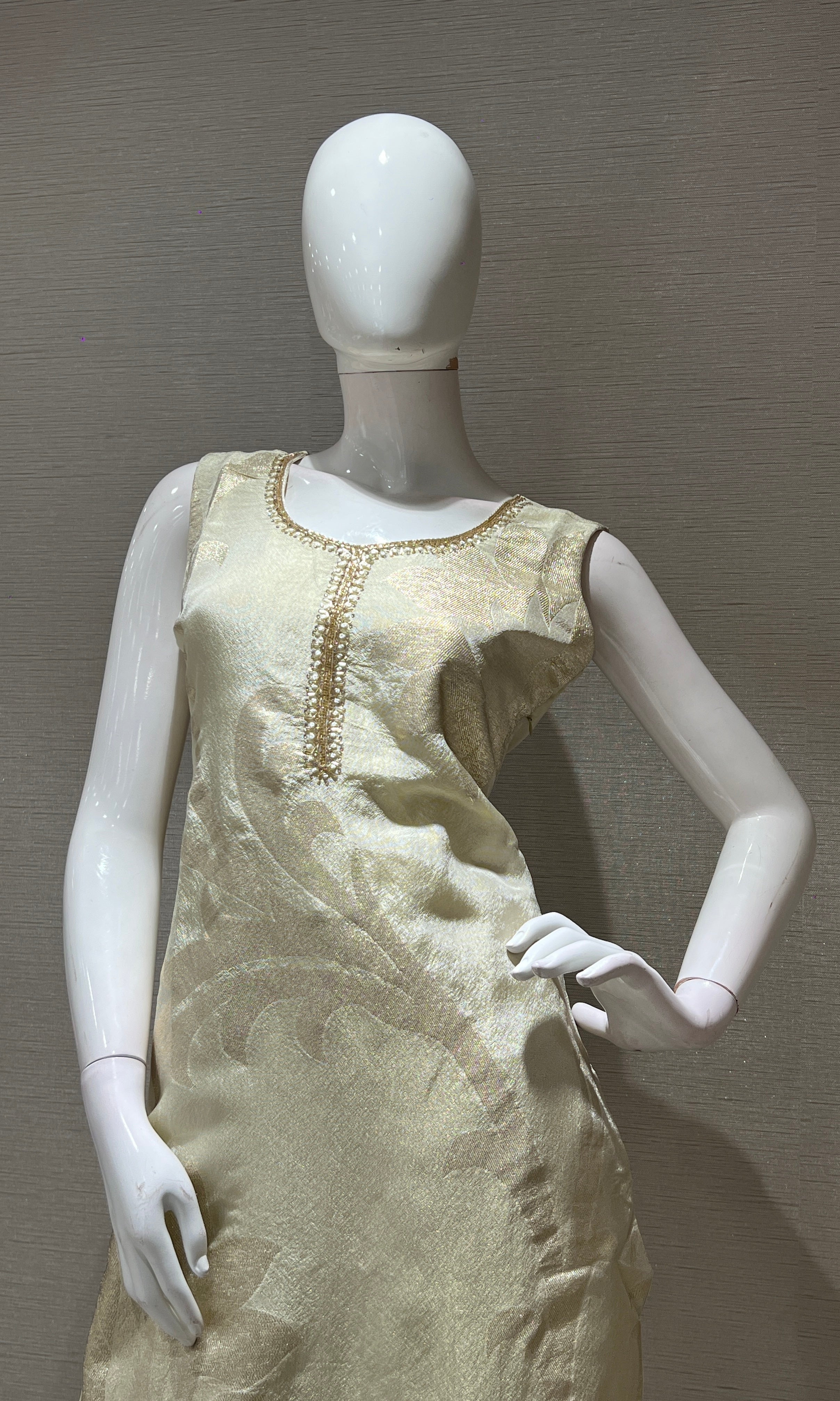 CREAM AND GOLD EMBROIDERY KURTA SET