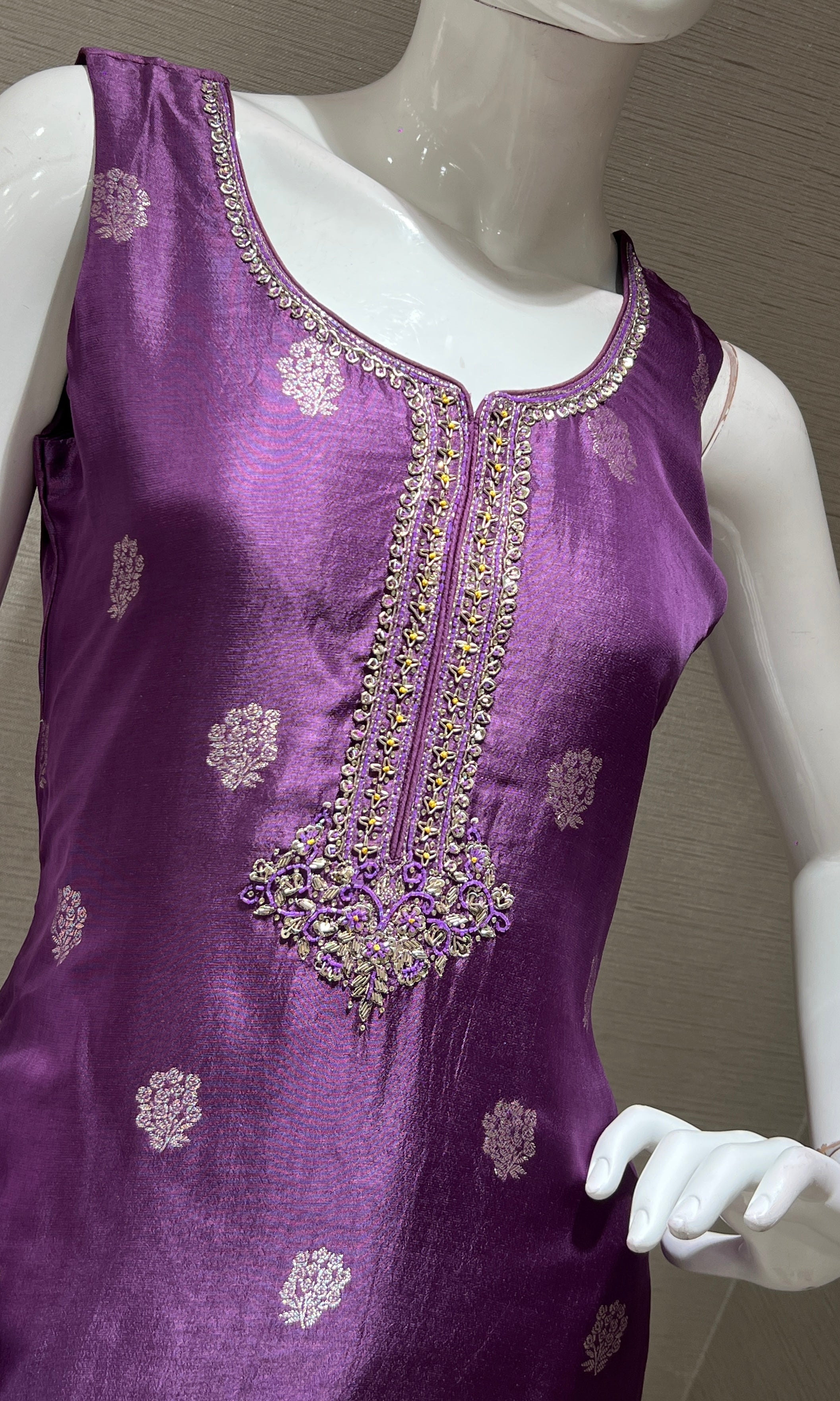 Purple Embroidered Kurta Set with Dupatta