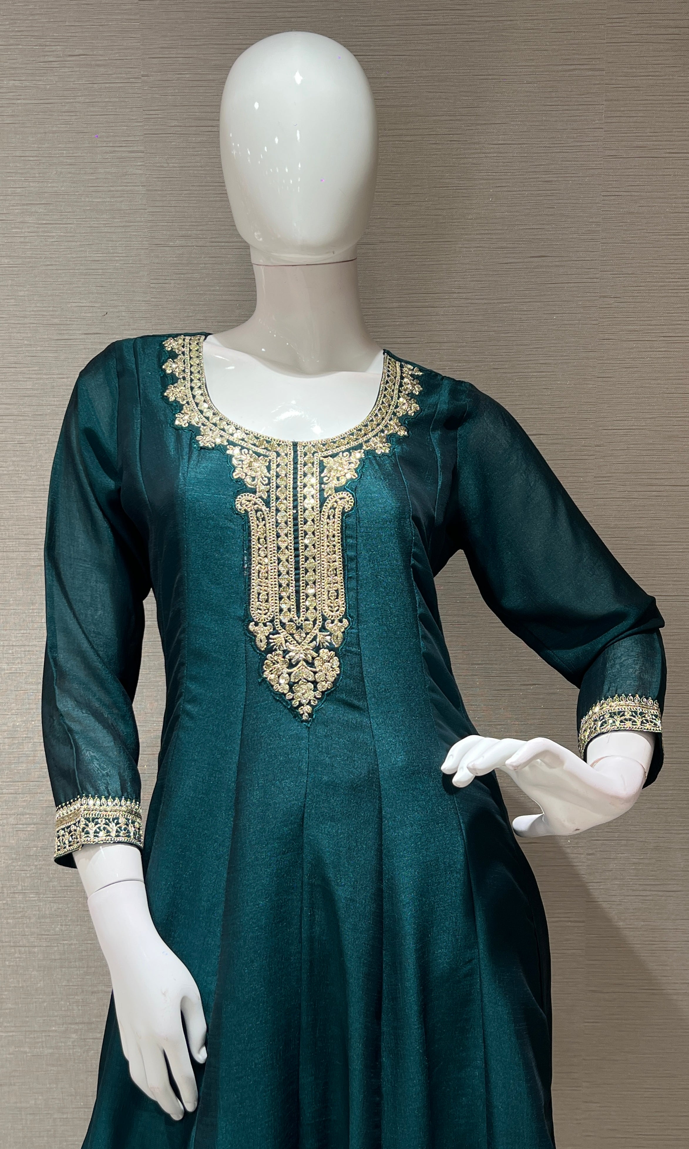 Green gold Ethnic Anarkali kurta set