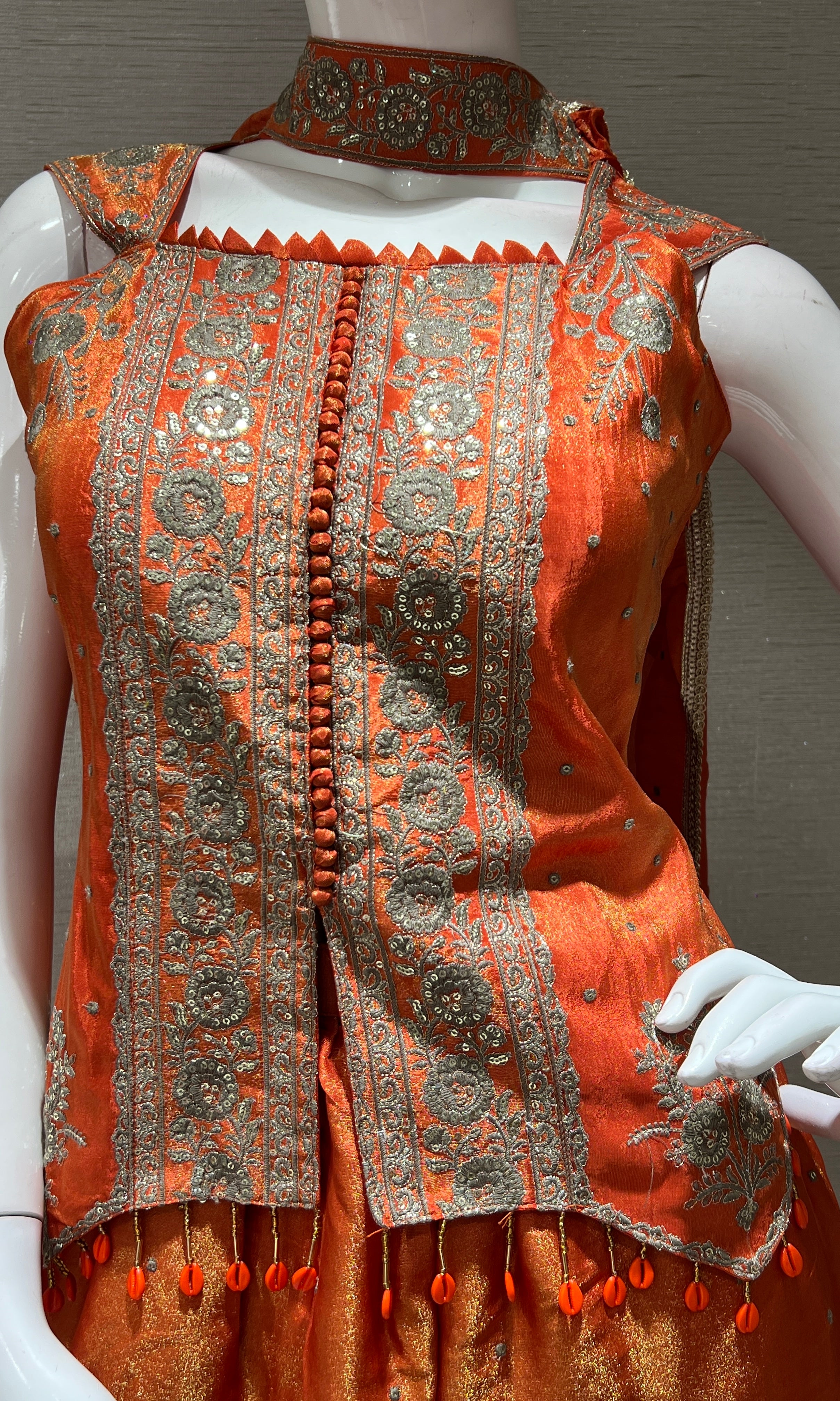 RUST shimmer tissue short blouse Palazzo set