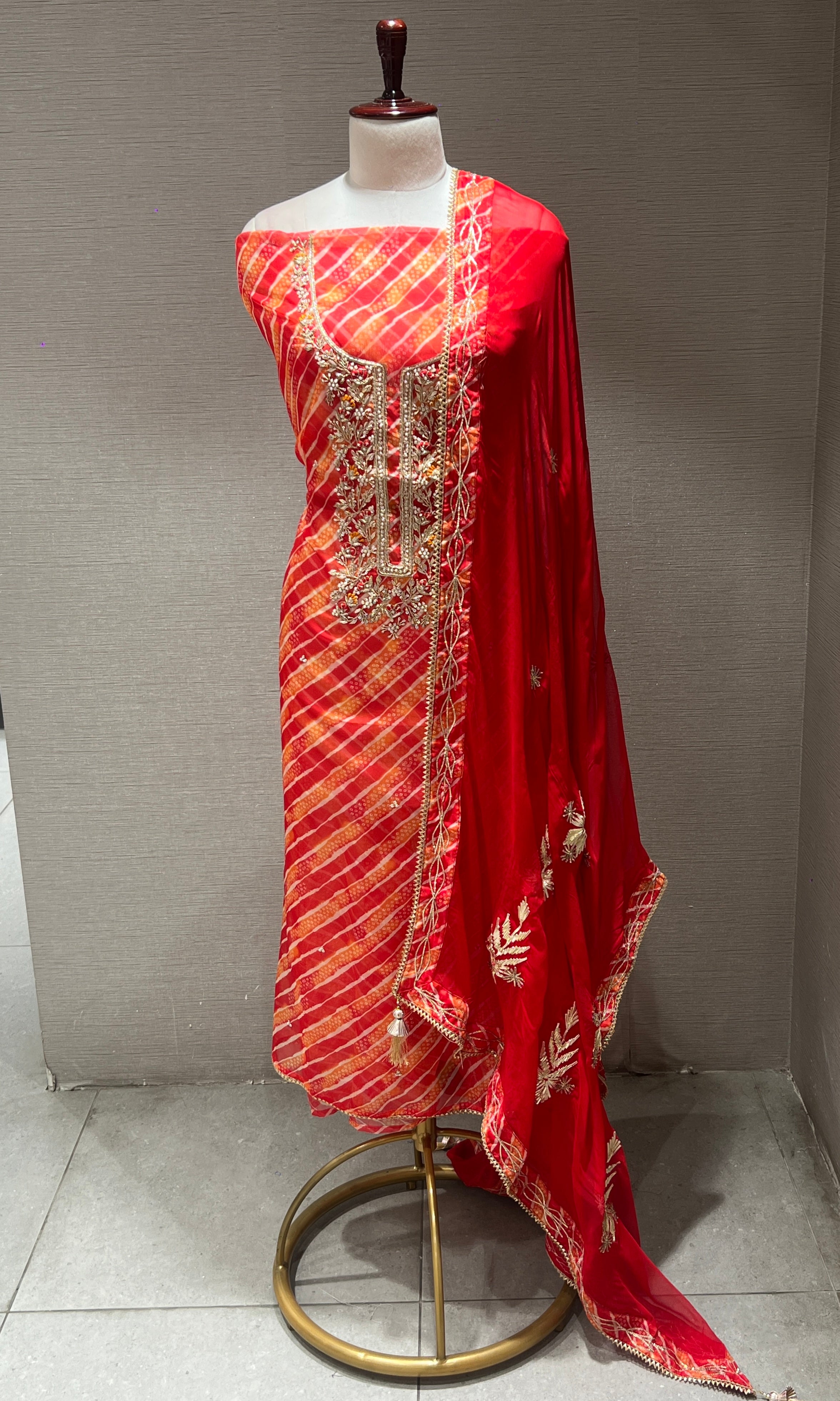Orange dress material (party wear)