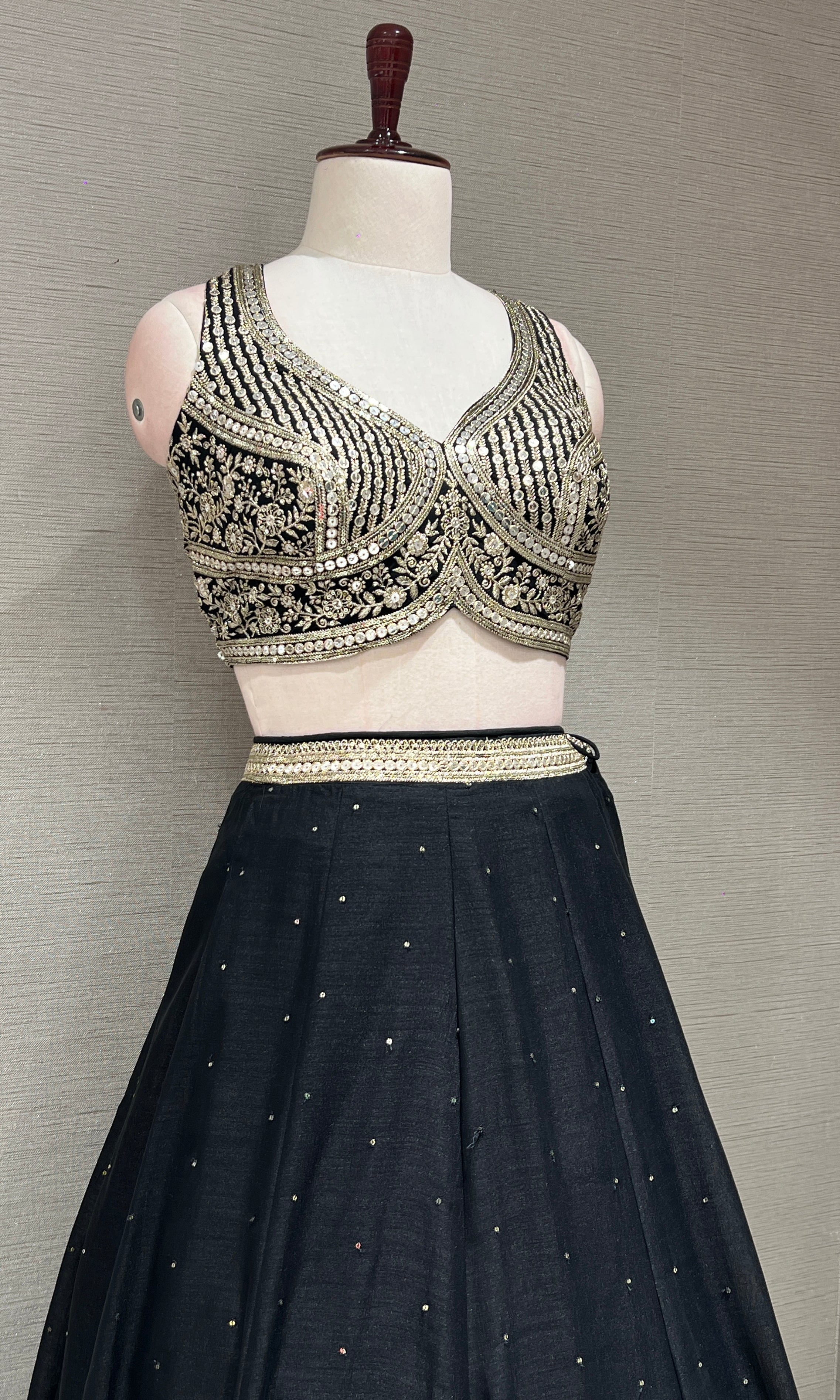 Black GOLD EMBROIDERED Lehenga
