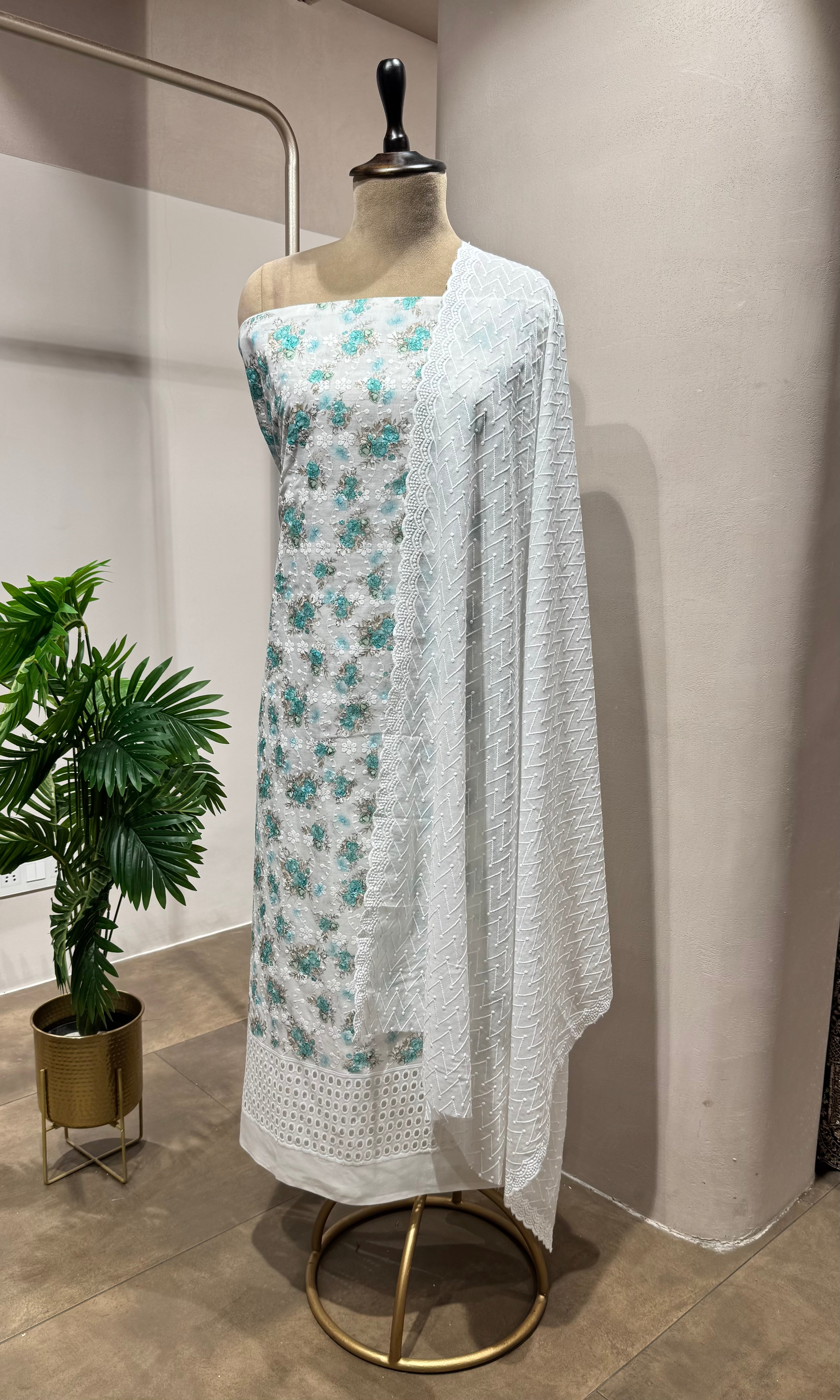 BLUE Floral dress material