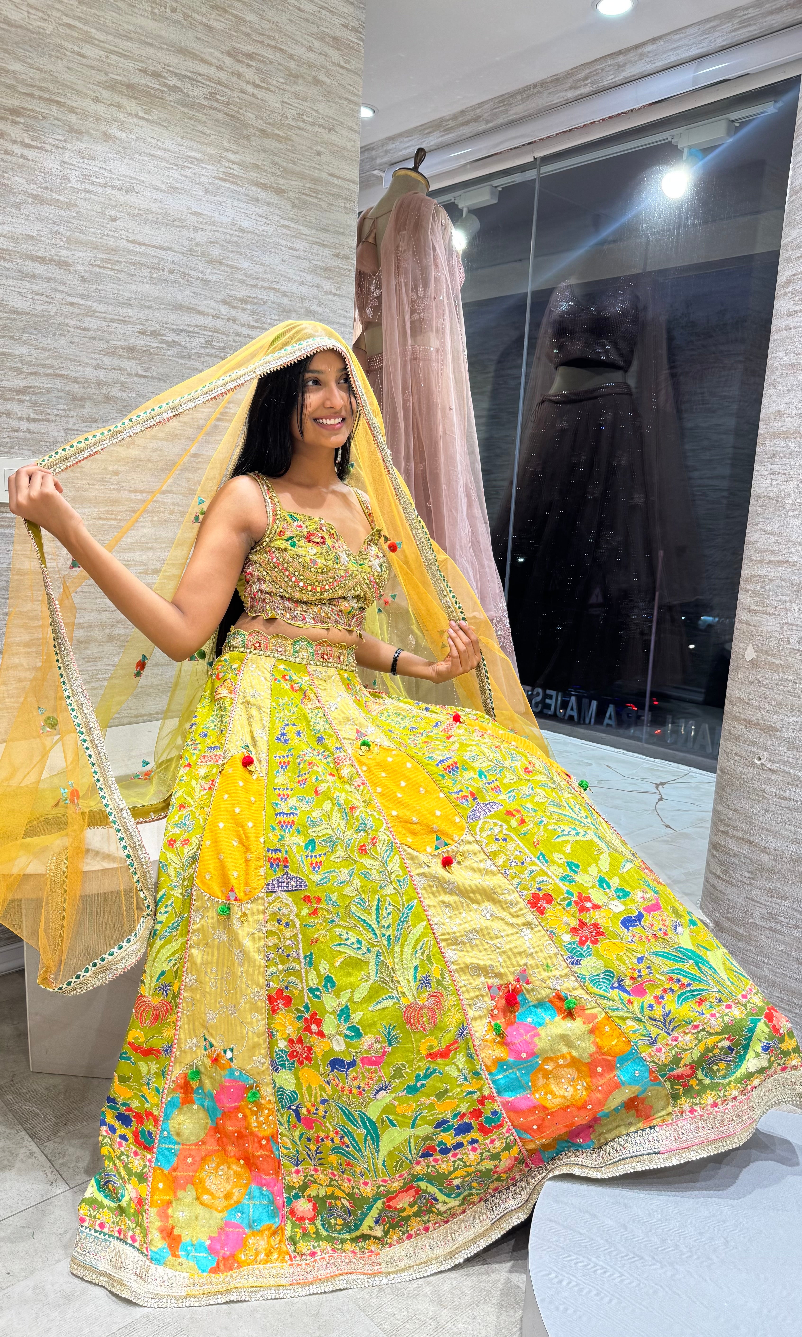 Mehandi green Floral Lehenga