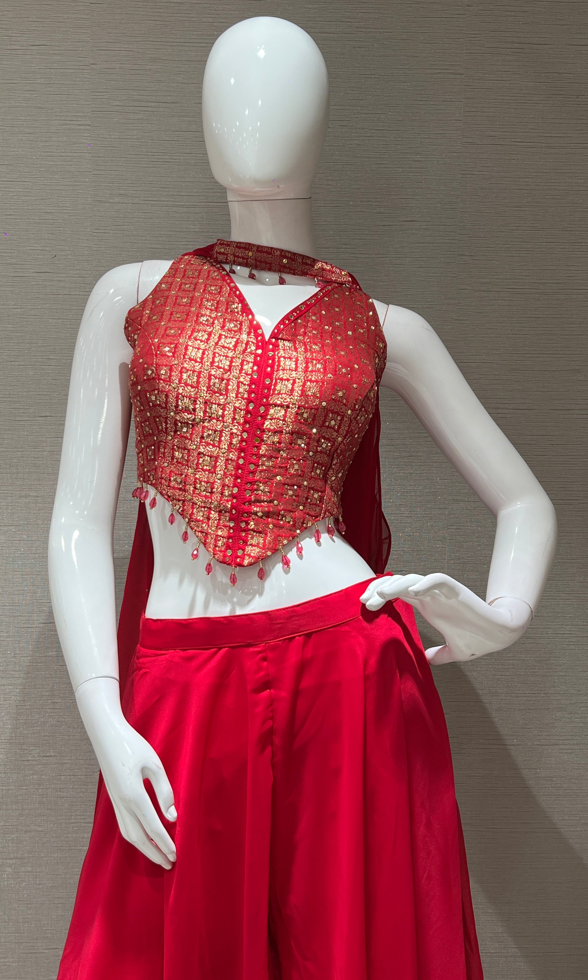 Rani pink palazzo with sequined corset blouse