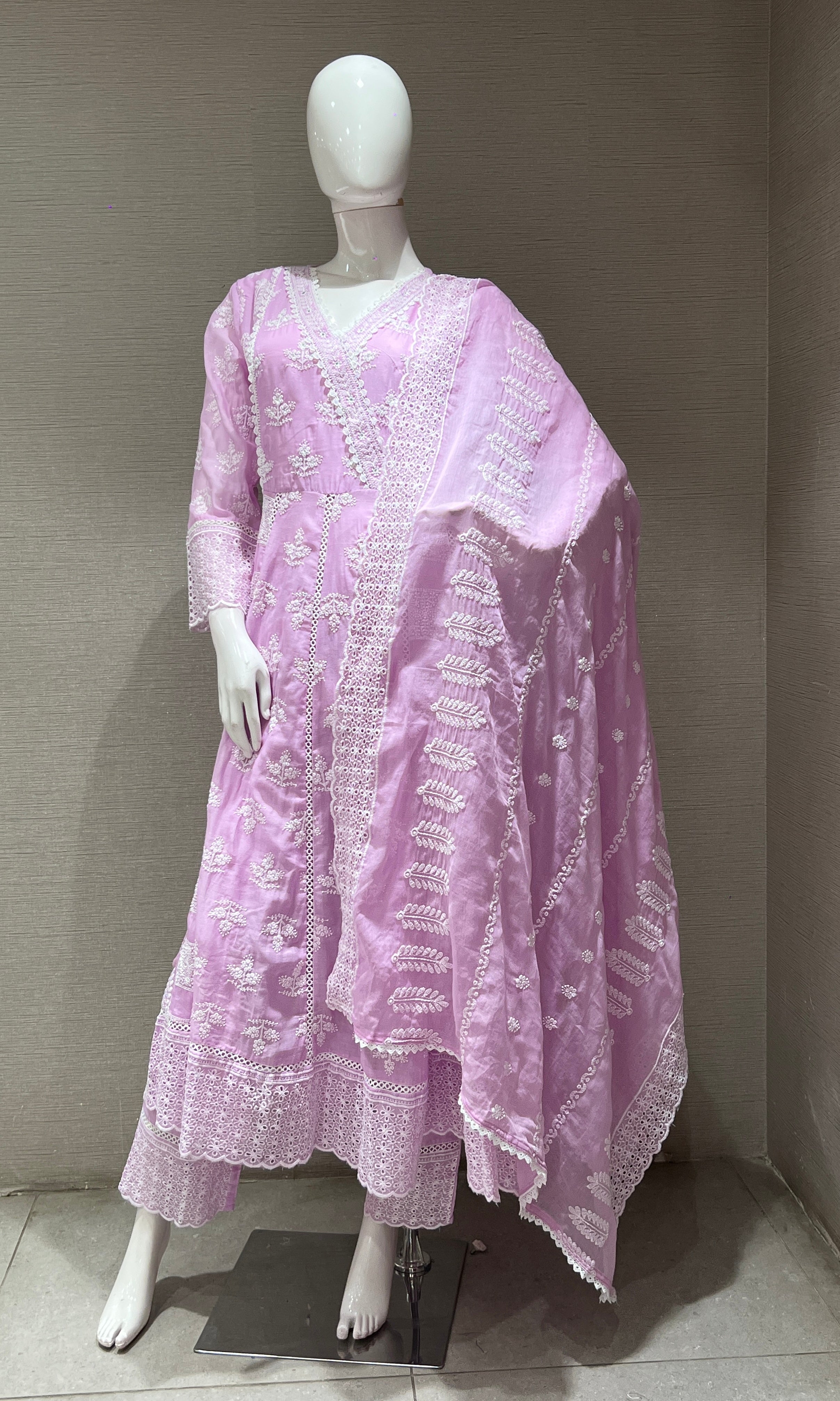 LAVENDER Chikankari Anarkali kurta set