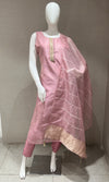 Onion pink kurta set with striped dupatta