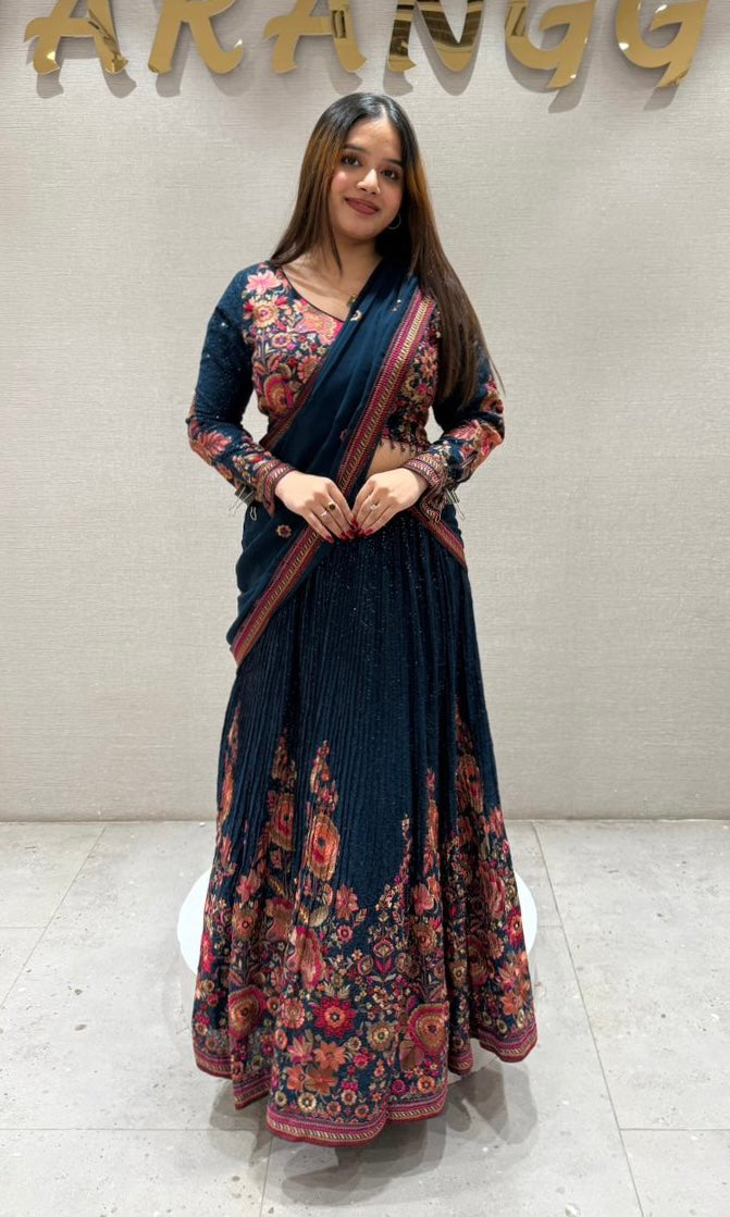 Teal blue Lehenga