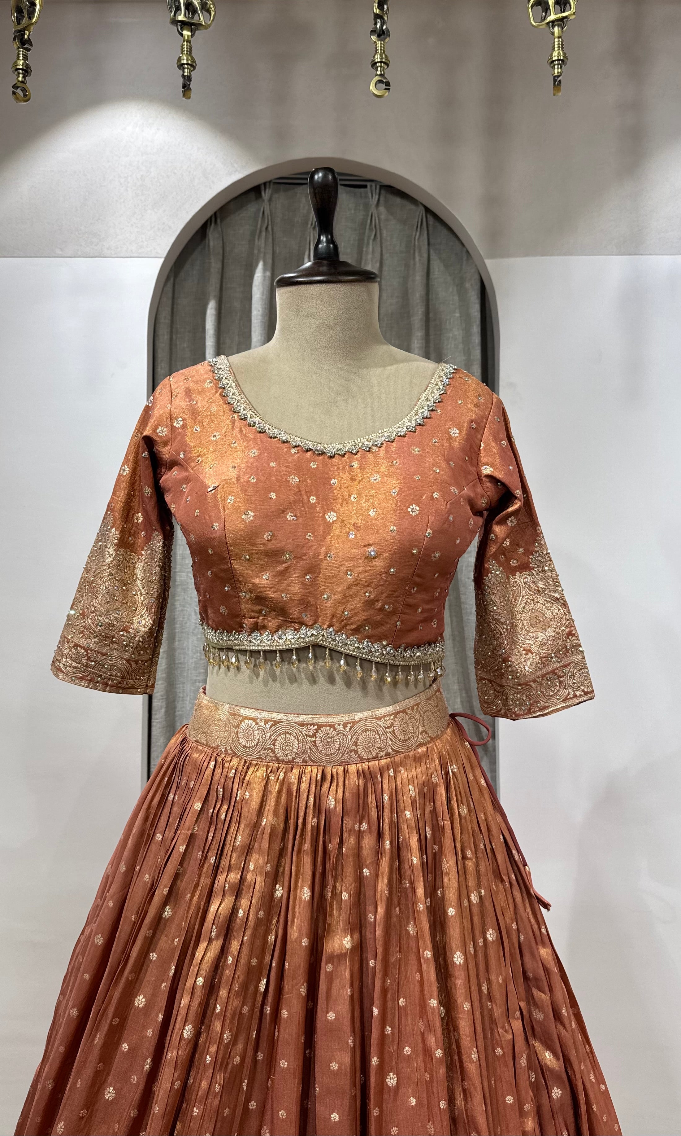 Rust Shimmer Lehenga Set with dupatta