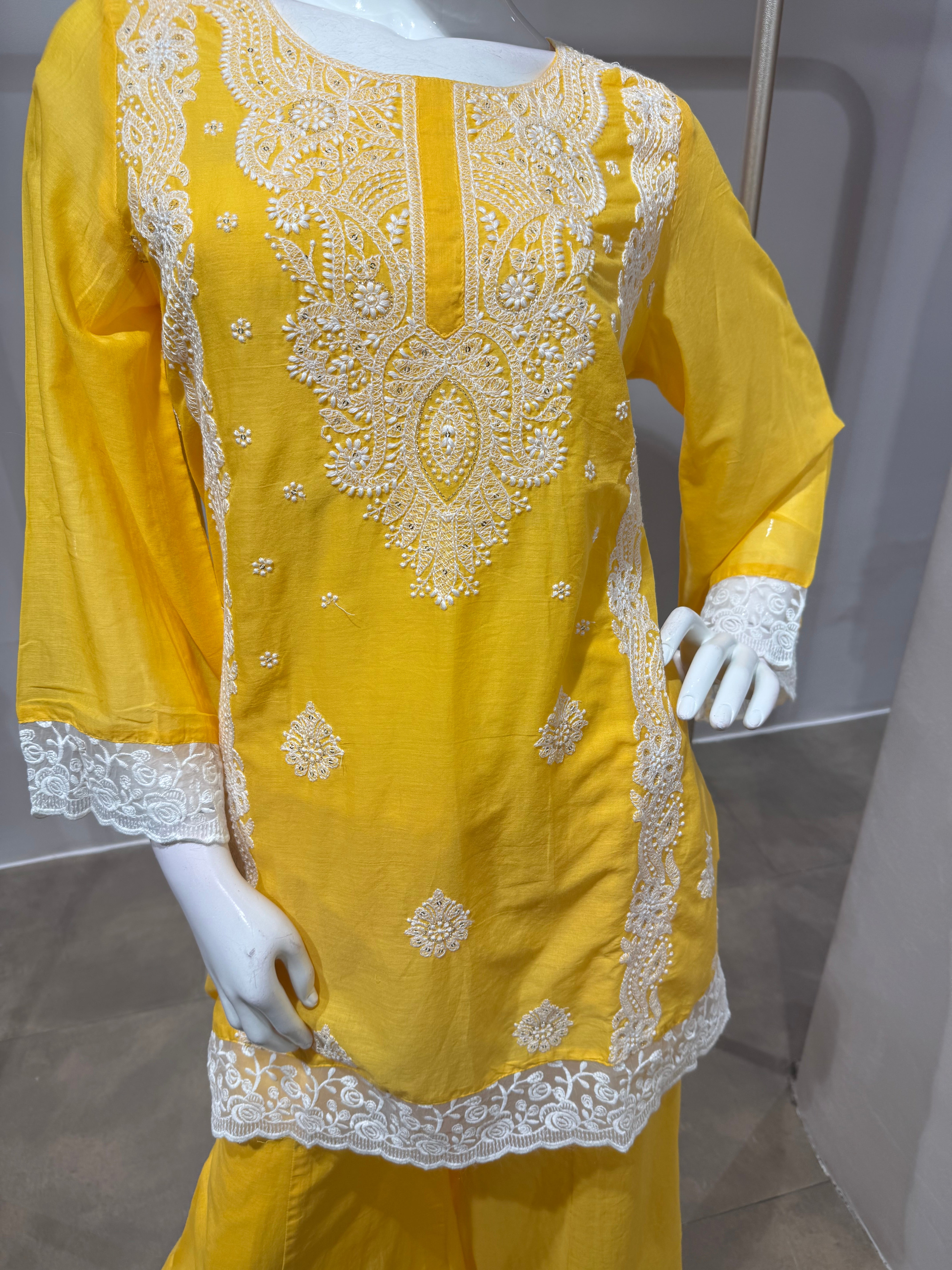 Sunshine Yellow Embroidered Sharara Set