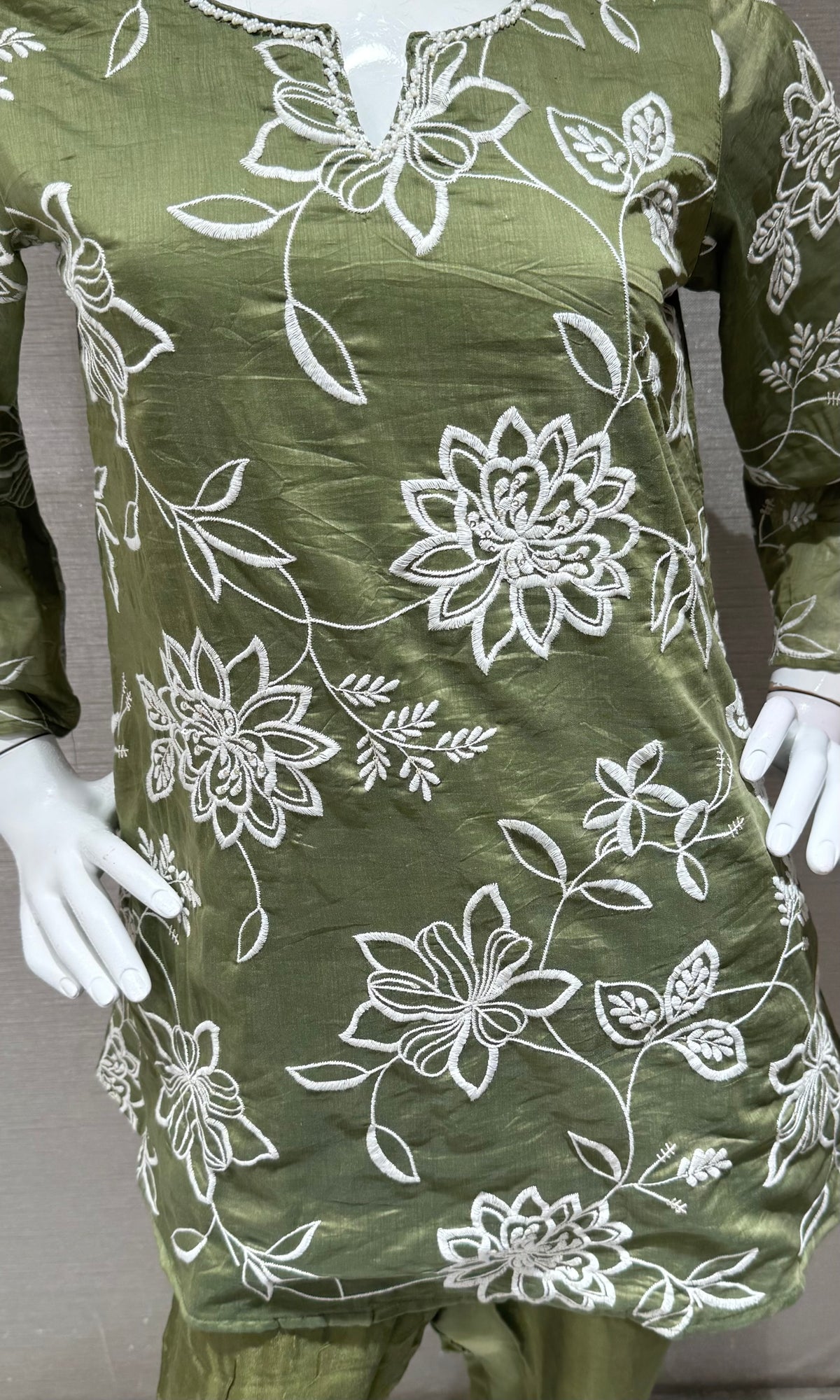 Sage green Petal Floral Cord Set