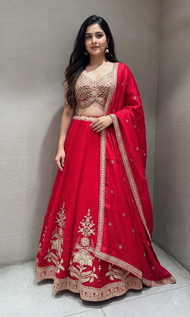 Rani Silk Lehenga with Heavy Gold Borders