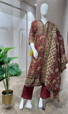 MAROON ETHNIC PRINTED KURTA SET