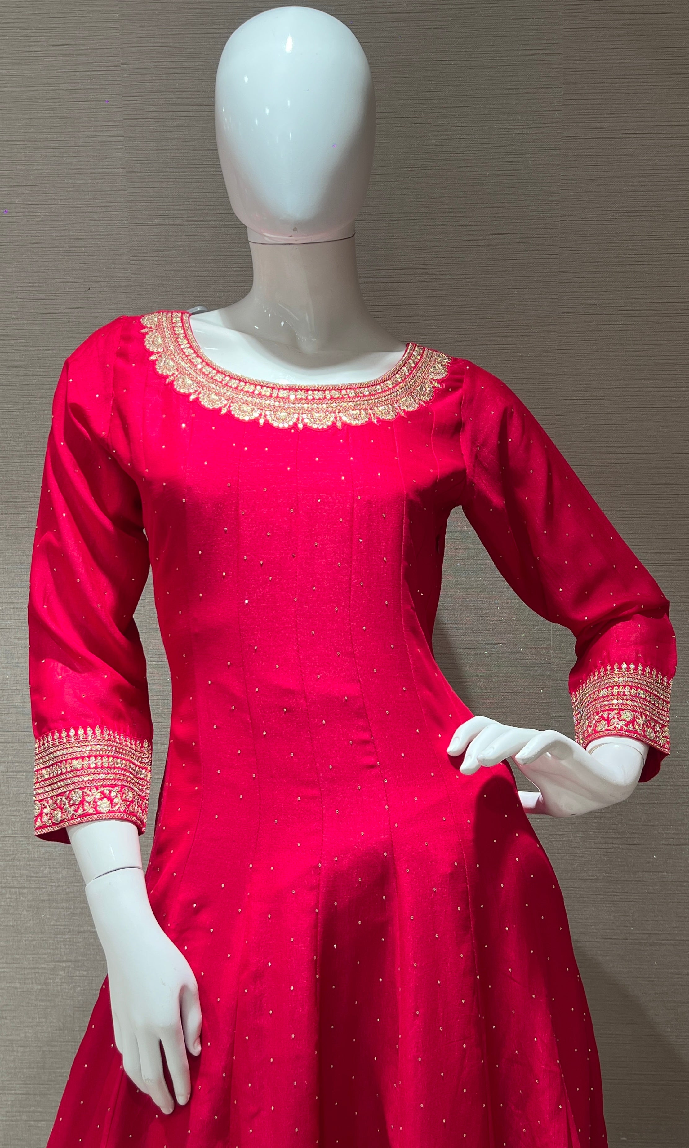 Pink Anarkali kurta set with palazzo pants