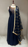 Navy blue Georgette blue long dress