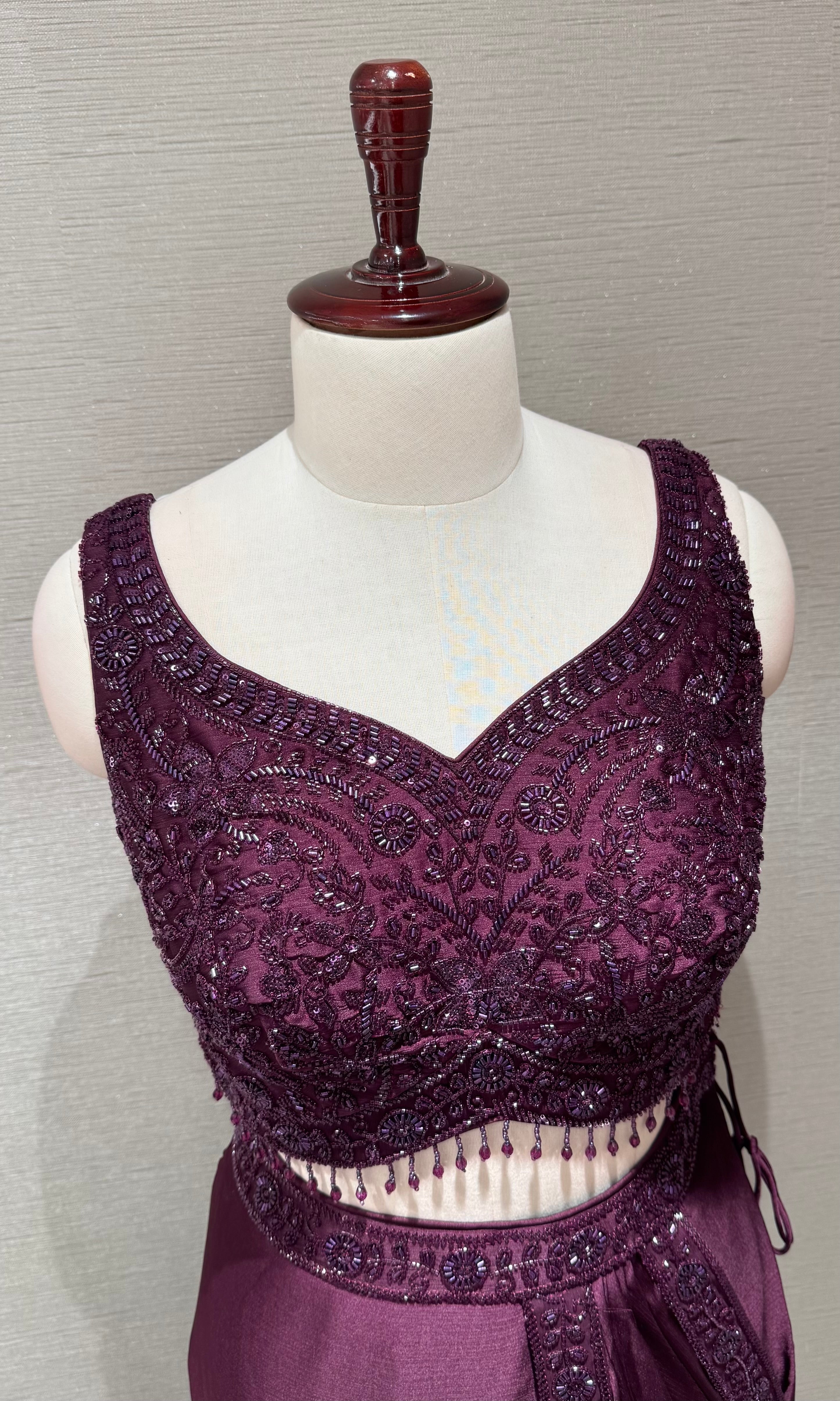 Royal Wine Embellished Saree with blouse