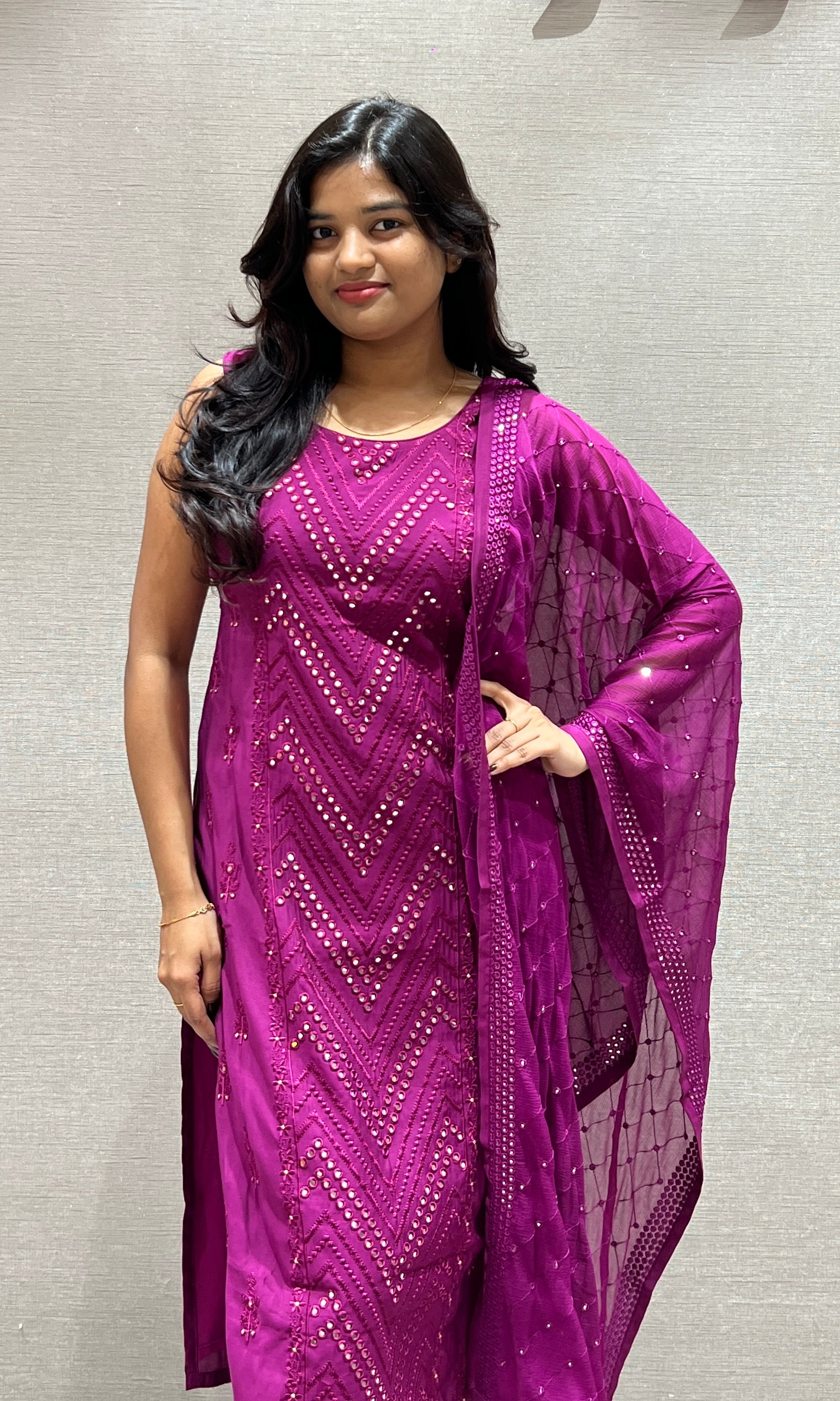 Embellished Wine kurta set