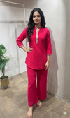 Rani Pink Golden neckline cord set