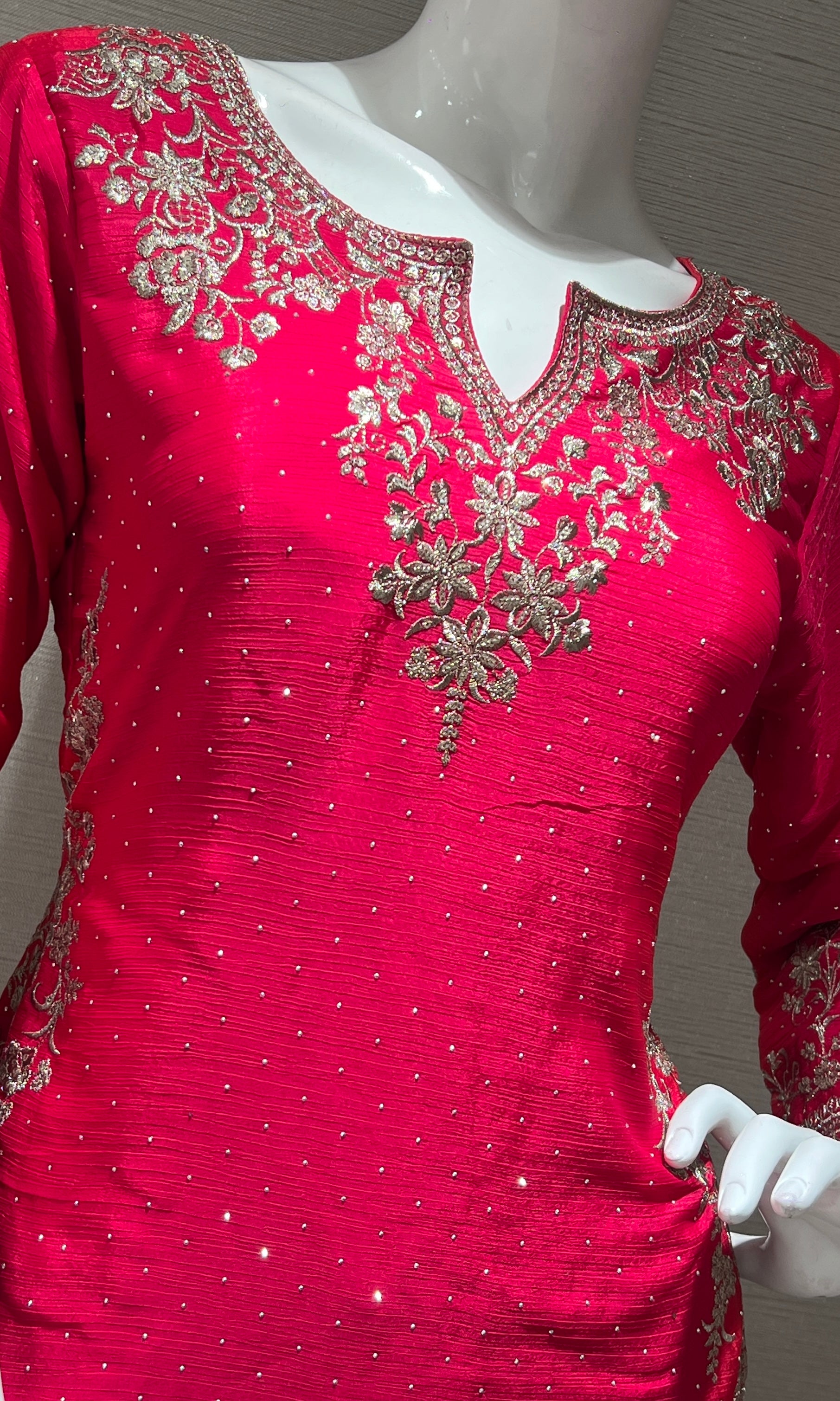 Magenta pink embroidered sharara