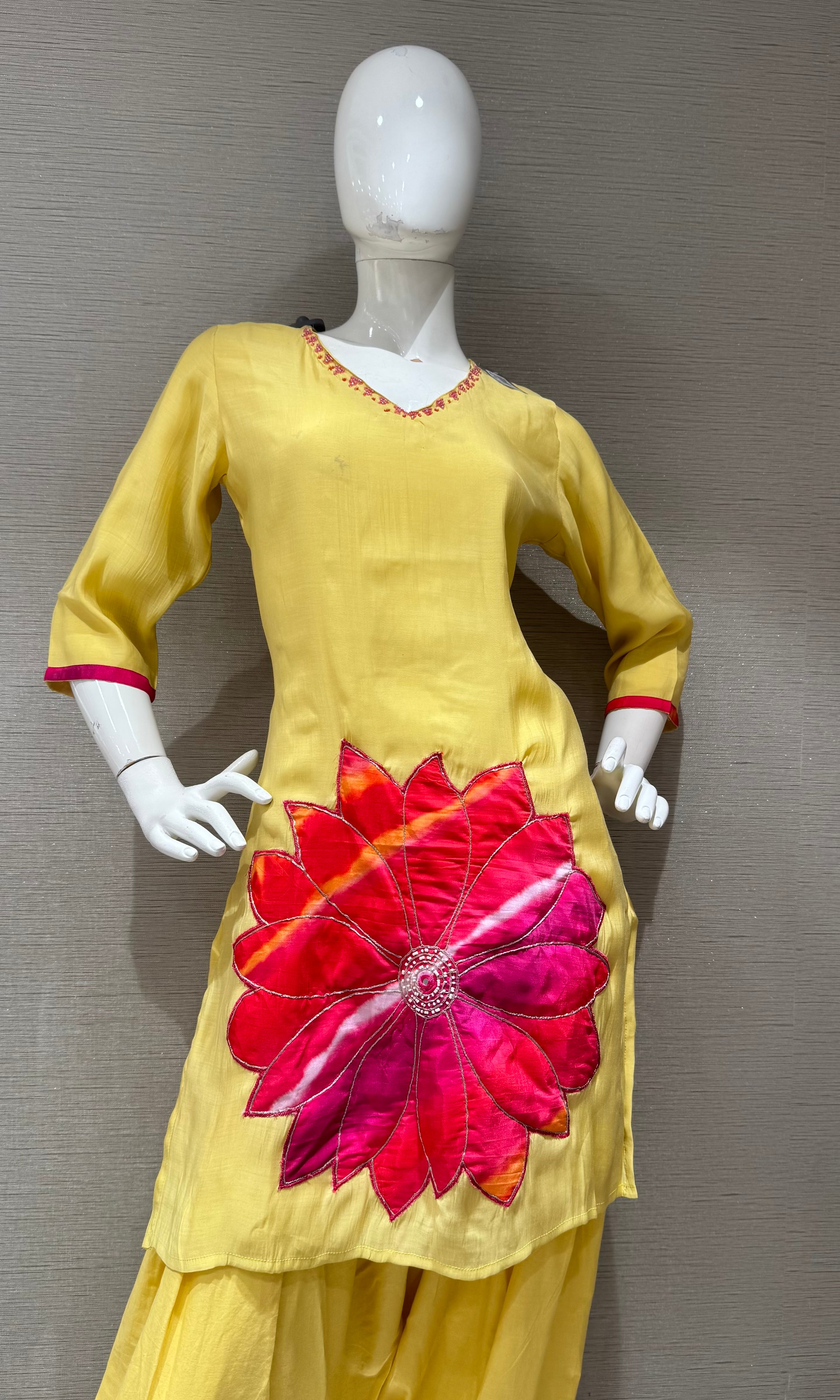 Light Yellow Floral Farsi salwar kurta set