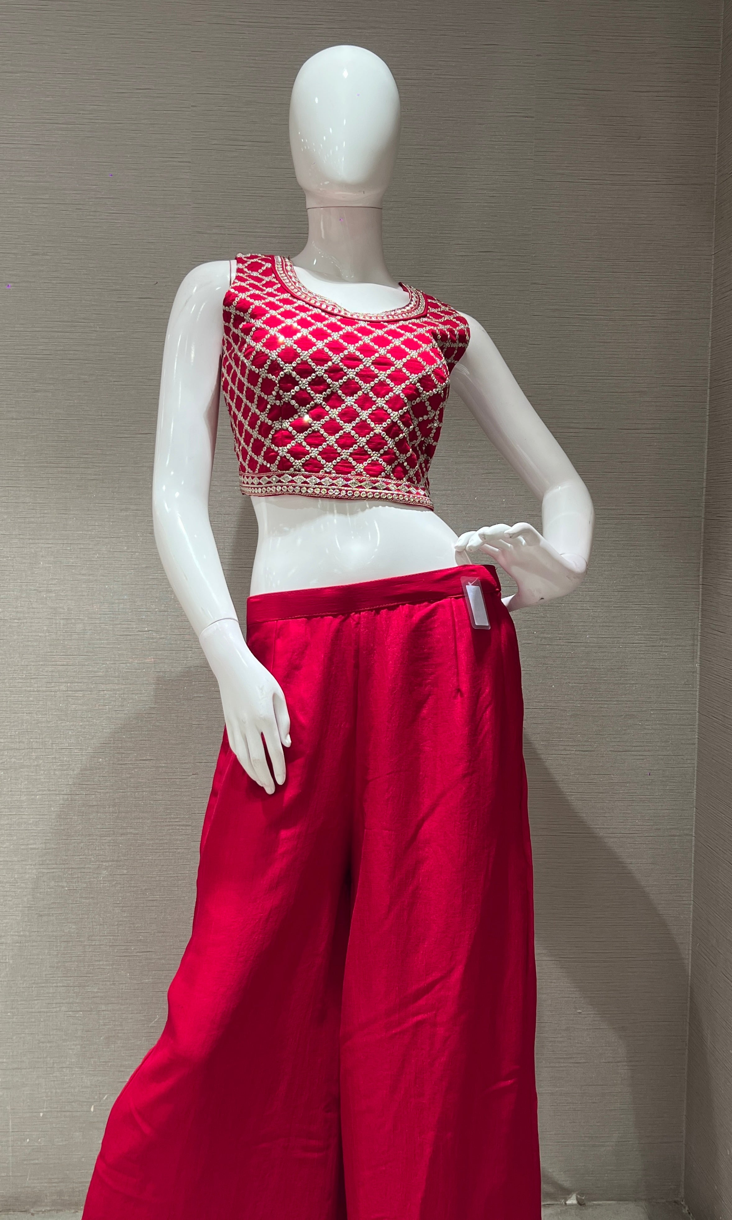 Pink EMBROIDERED JACKET STYLE PALAZZO