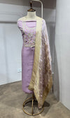 Lavender embroidered dress material