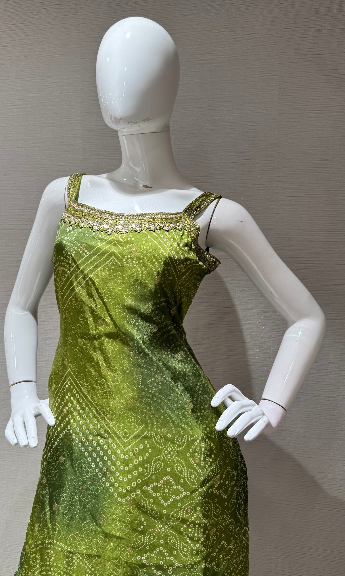 Olive Green Banarasi Silk kurta set with dupatta