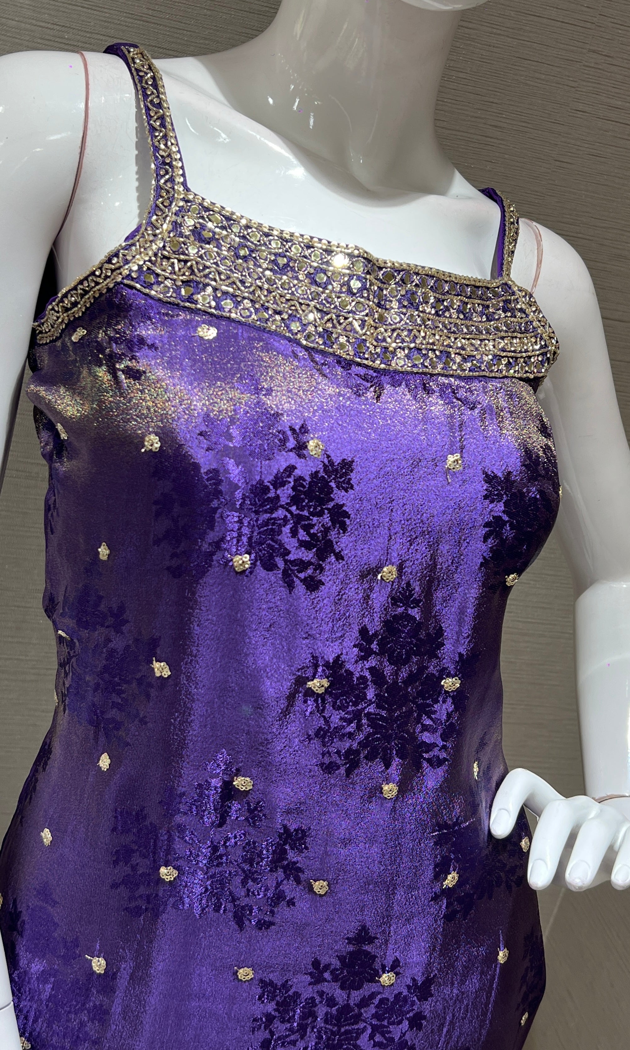 Purple and Gold Embroidered kurta set