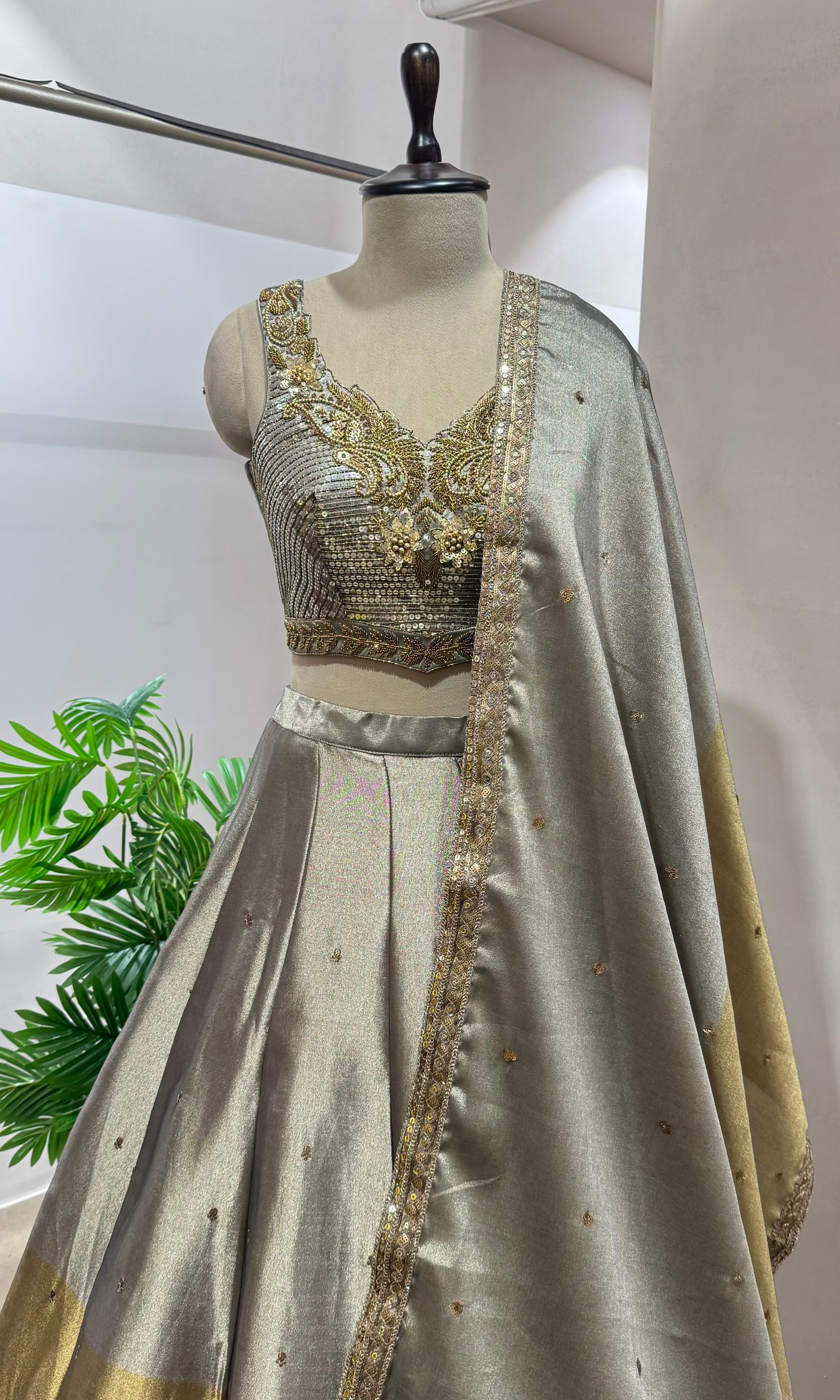 Copper gold Lehenga
