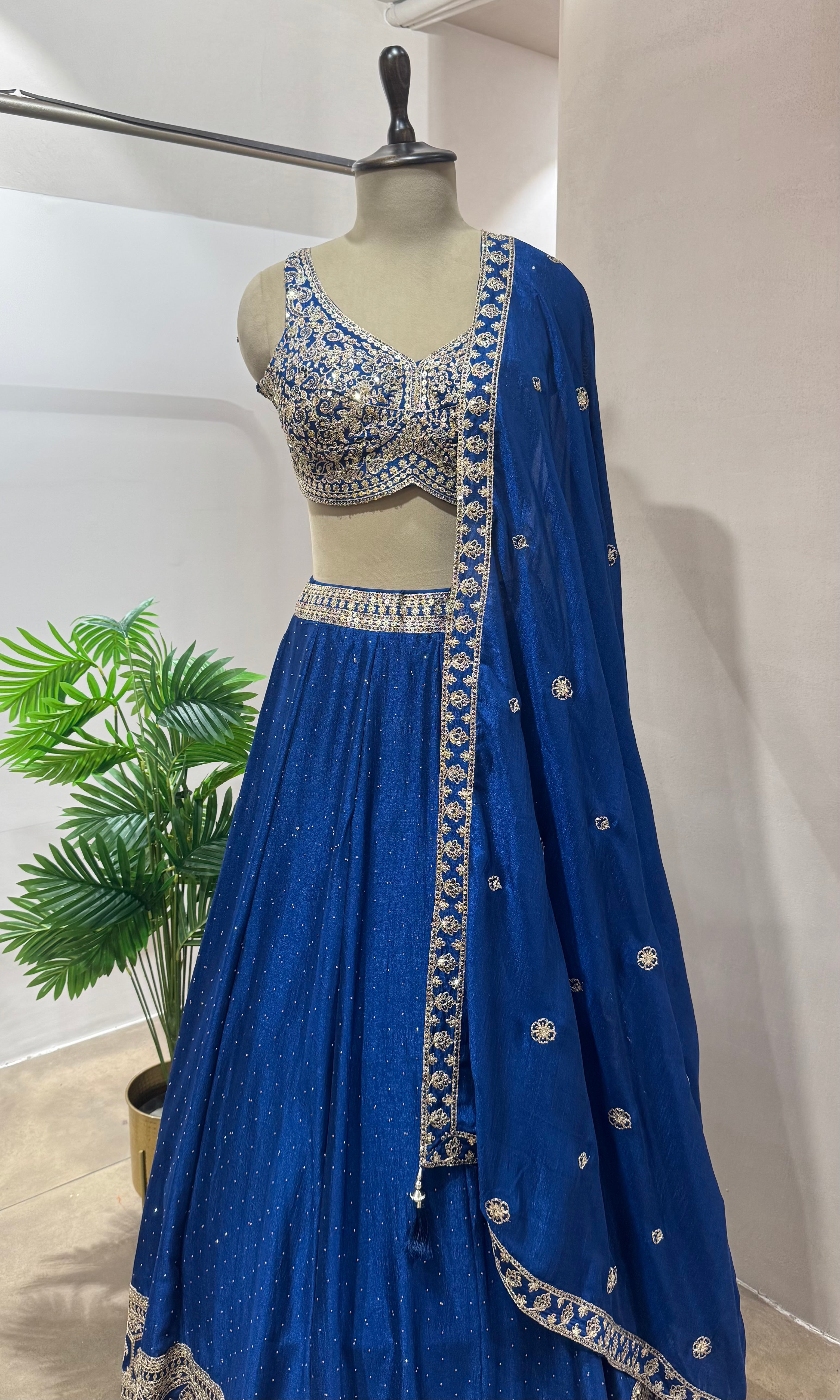 Blue EMBELLISHED lehenga WITH EMBROIDERY BLOUSE
