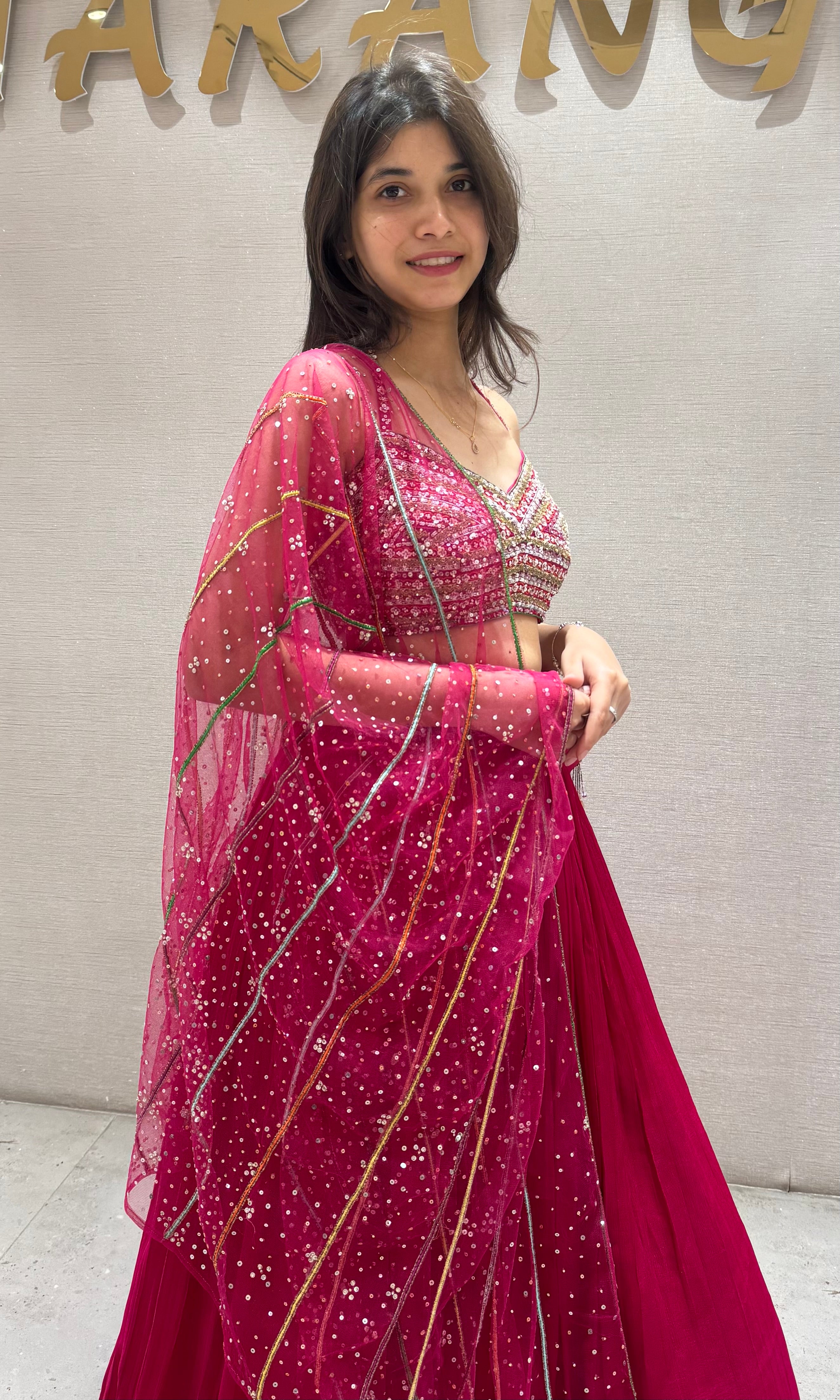 Rani Pink Silk Embroidery Lehenga Choli