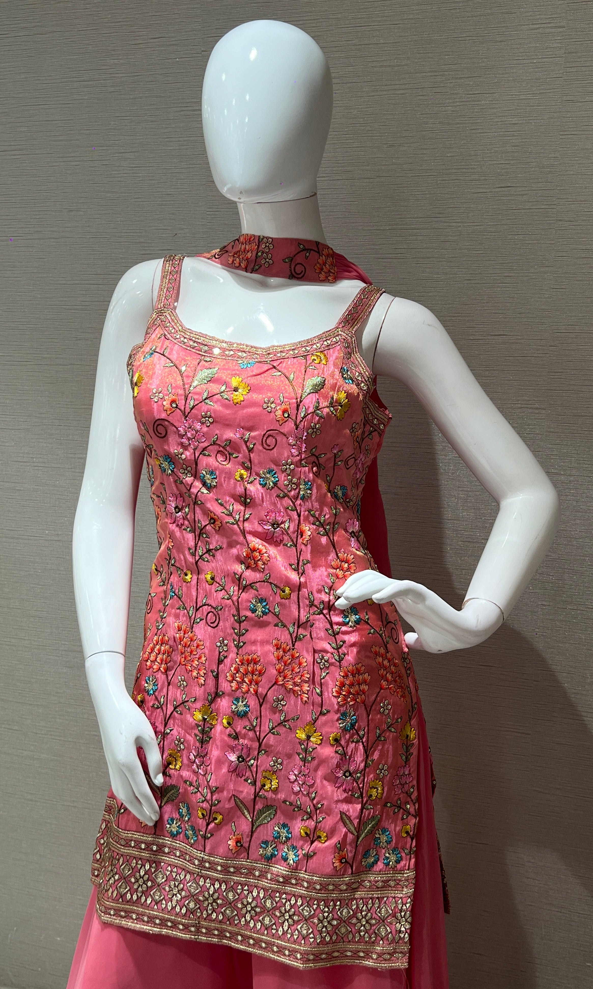 Light Pink Embroidered sharara palazzo