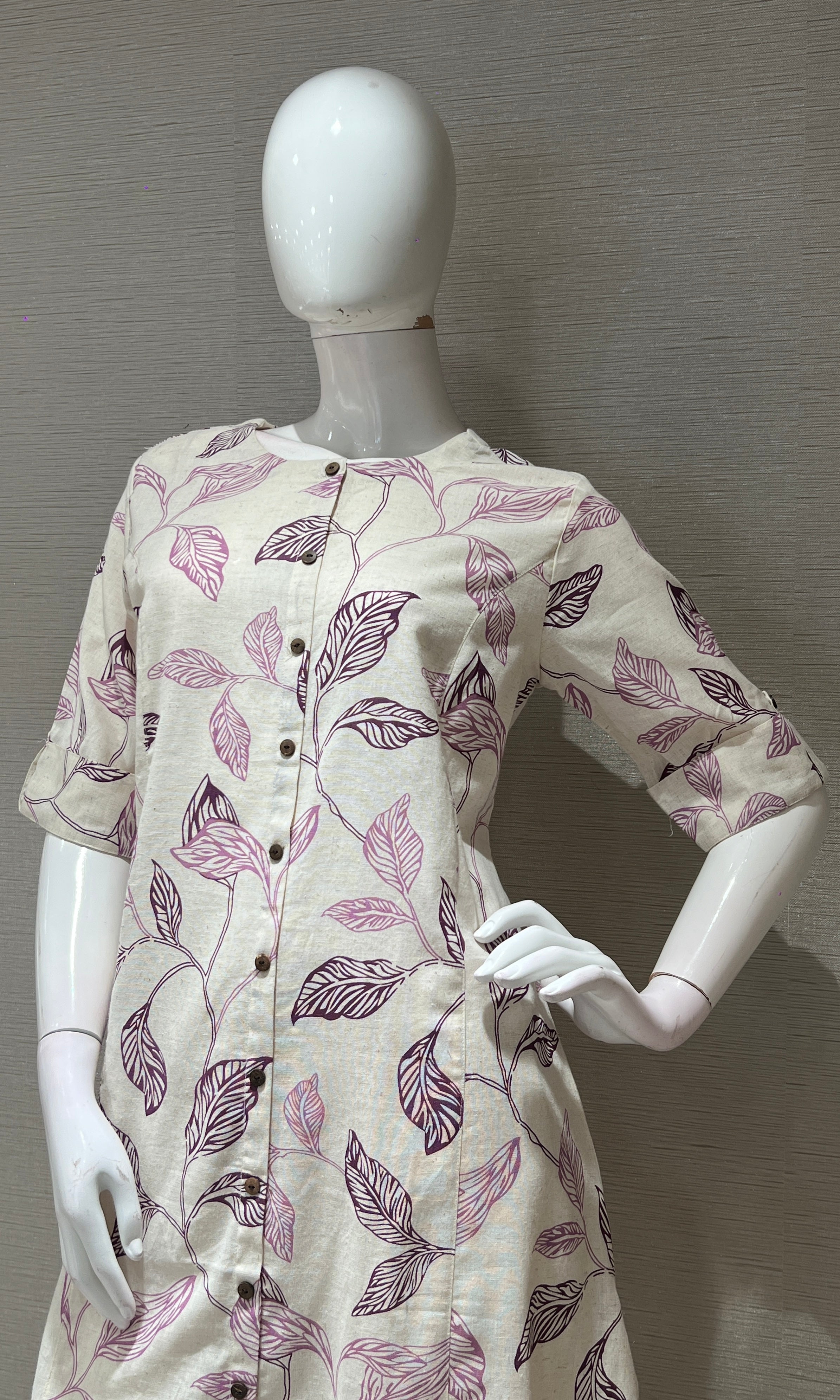 Purple FLORAL PRINT KURTI WITH BOTTOM