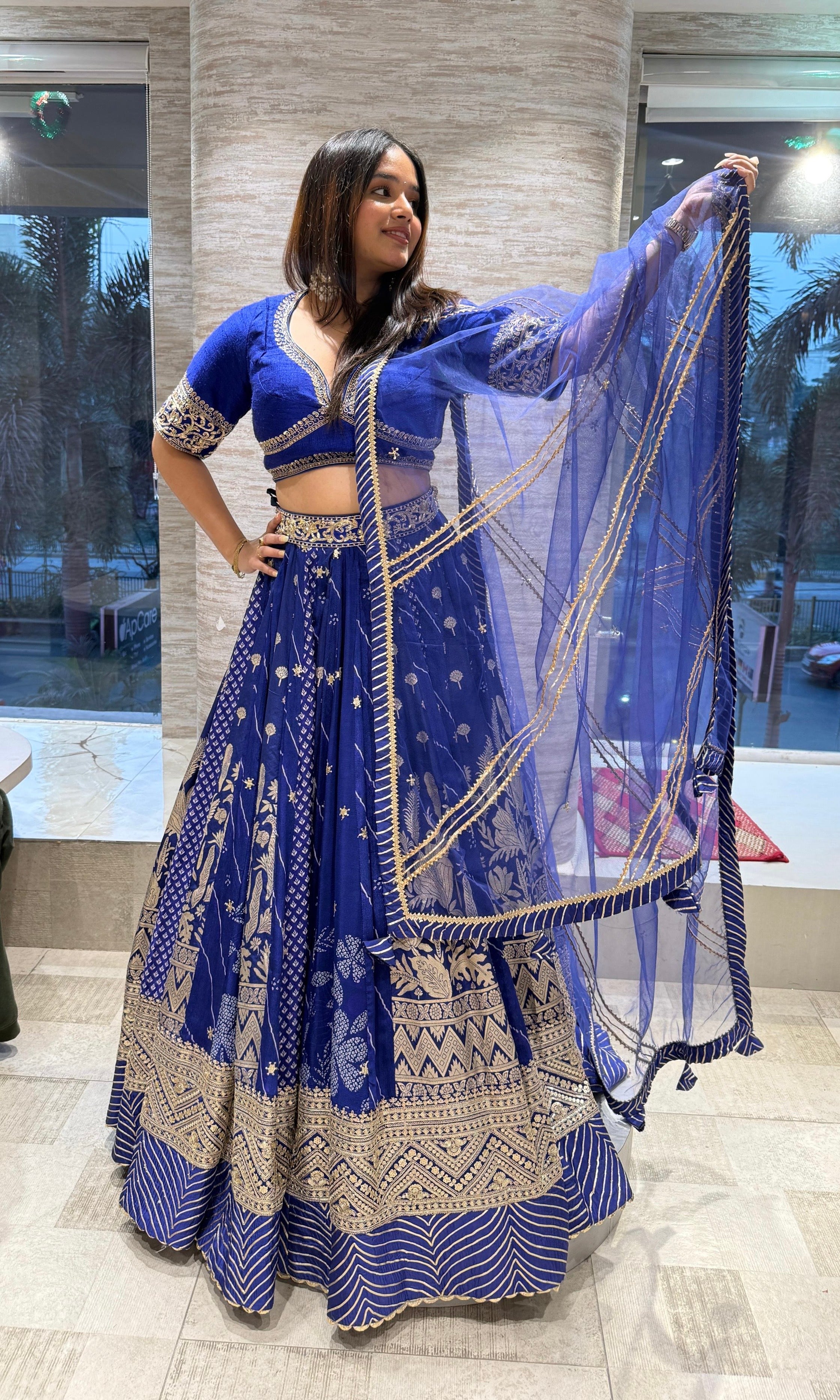 Blue golden embroidered Lehenga