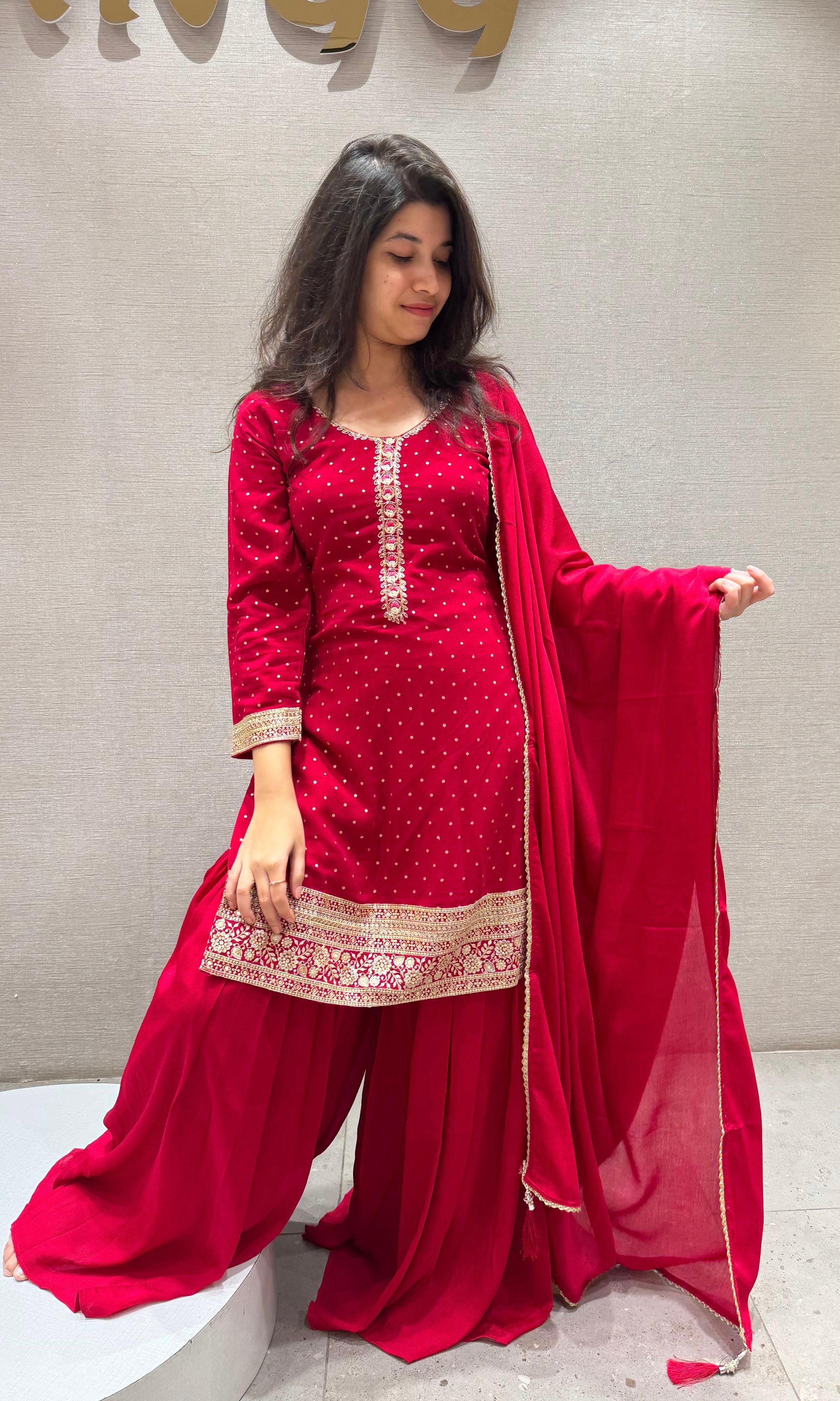Ruby Radiance Sharara Set