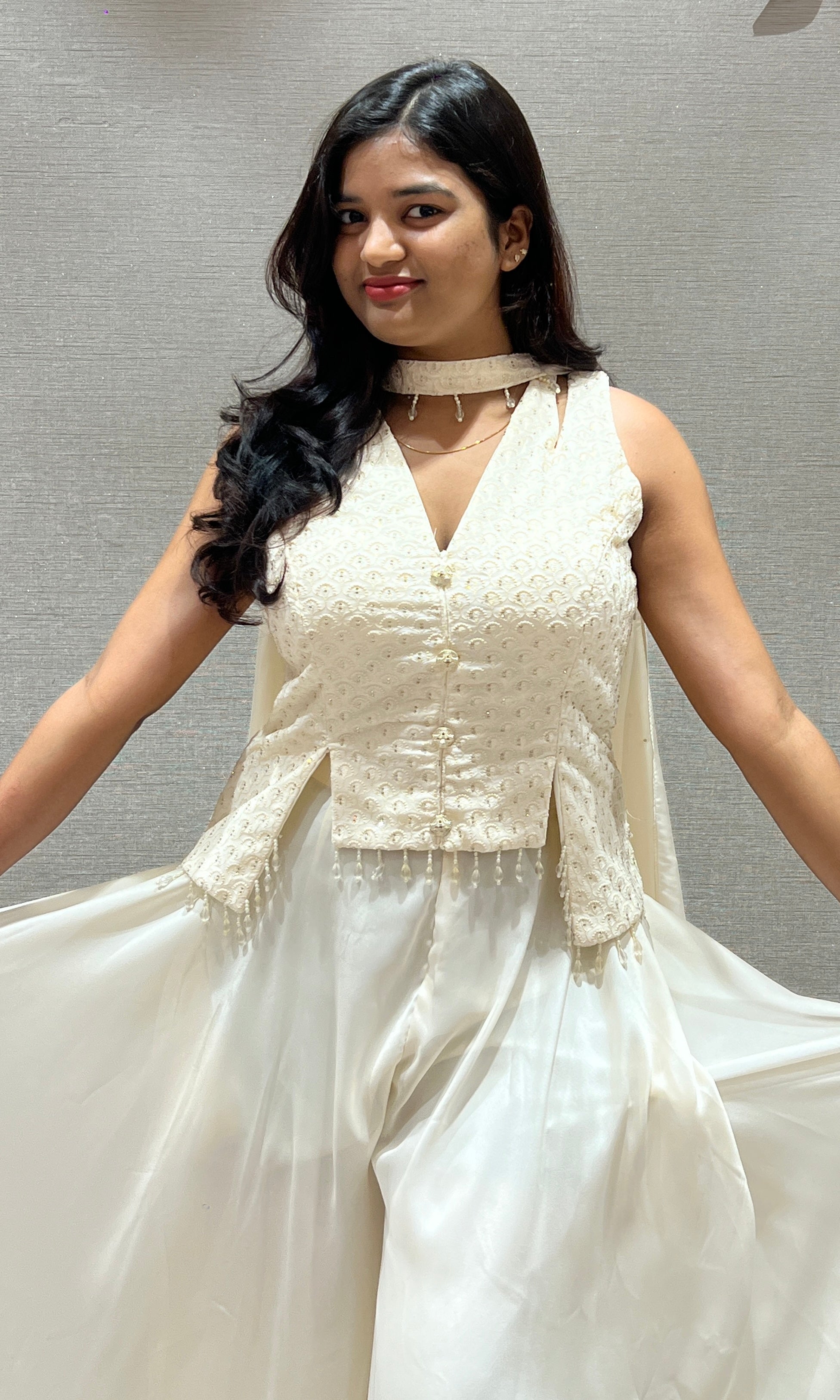 Ivory Grace Peplum Sharara Set