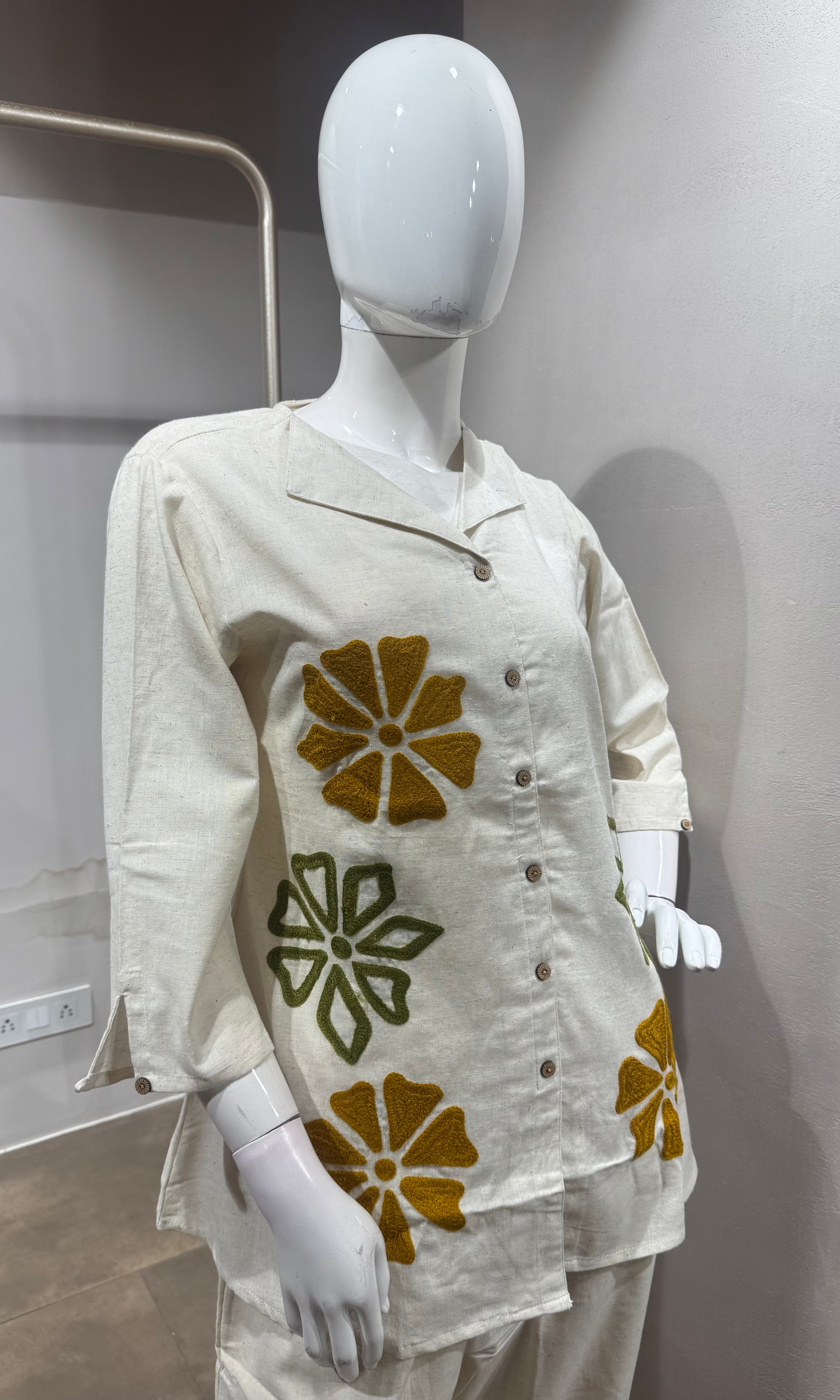 Cream and Mustard Floral Co-Ord Set