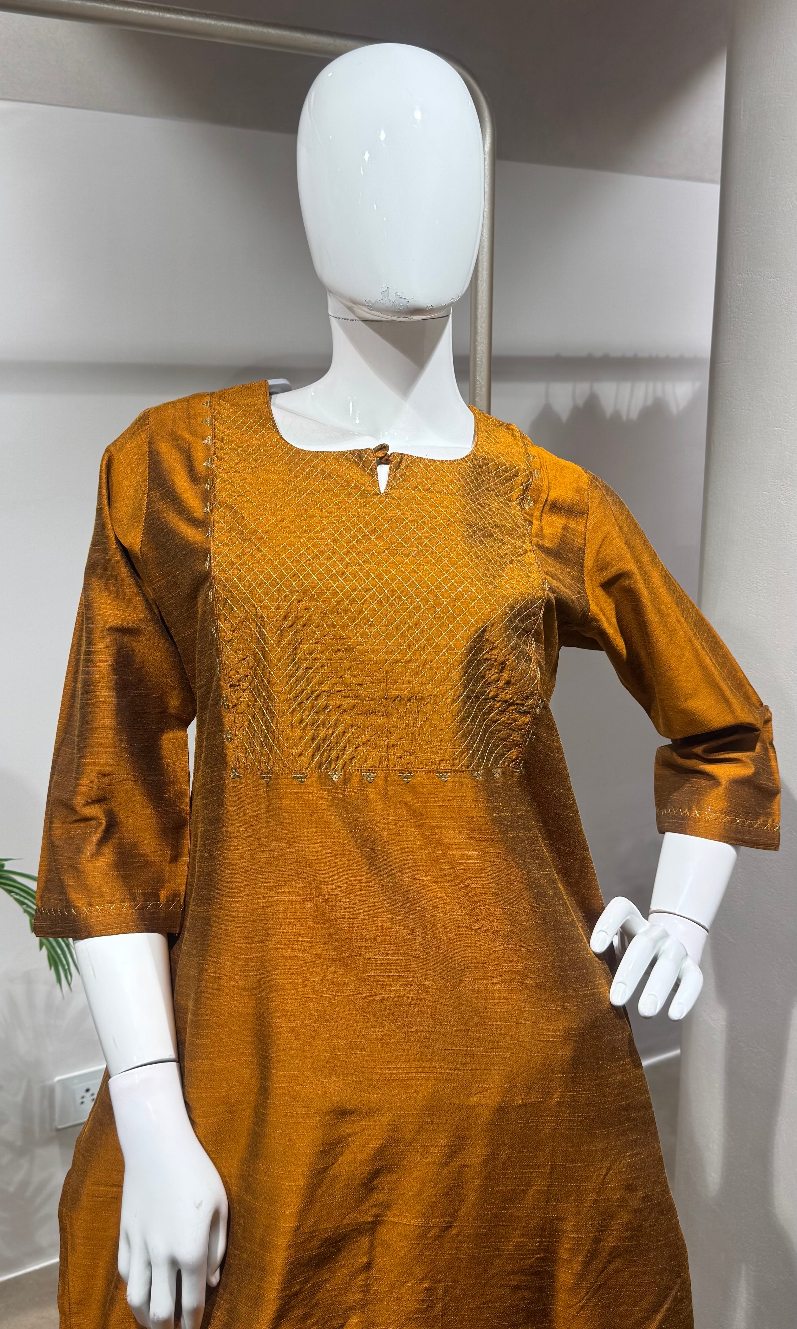 RUST cotton silk kurta set