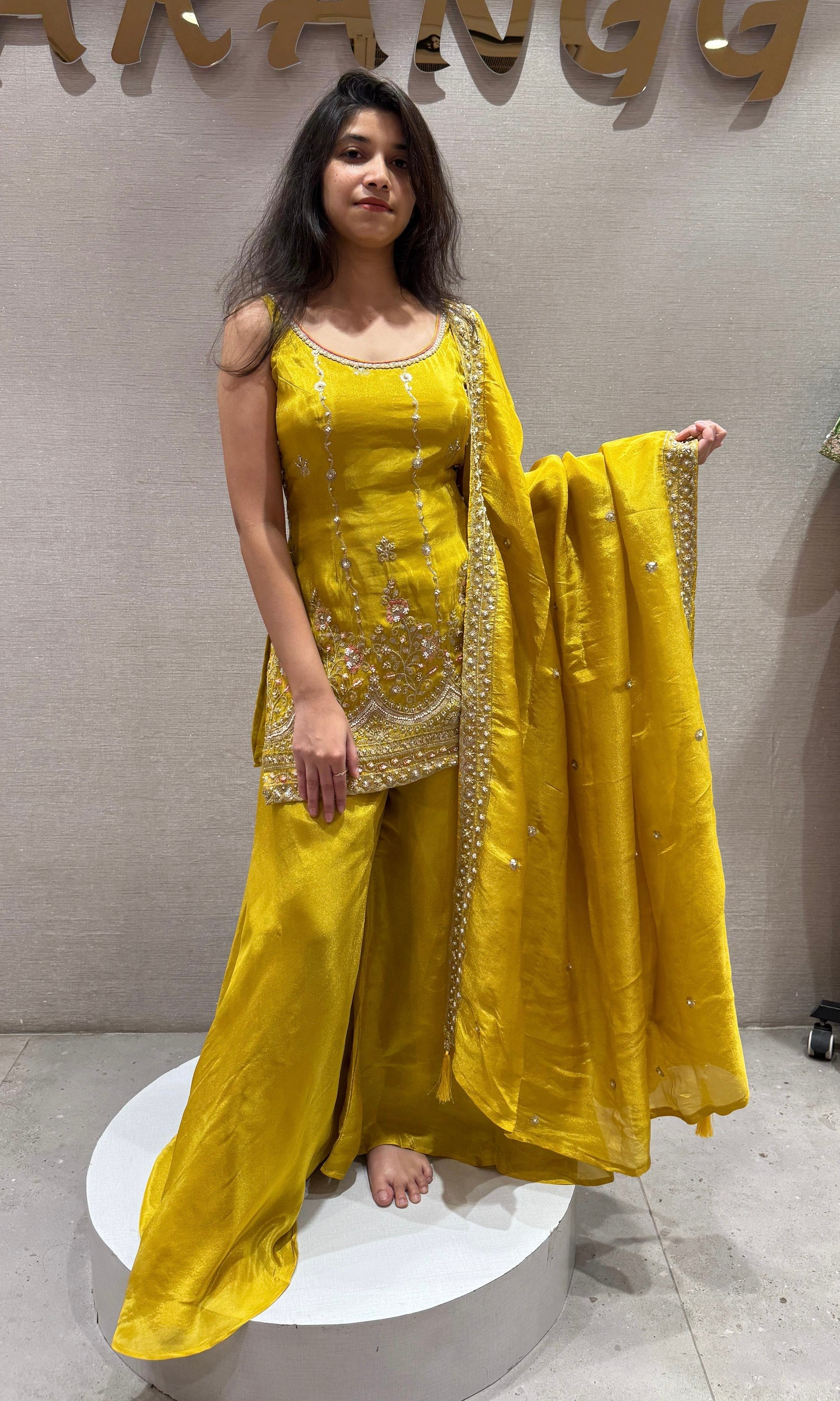 Marigold Glow Embroidered Palazzo