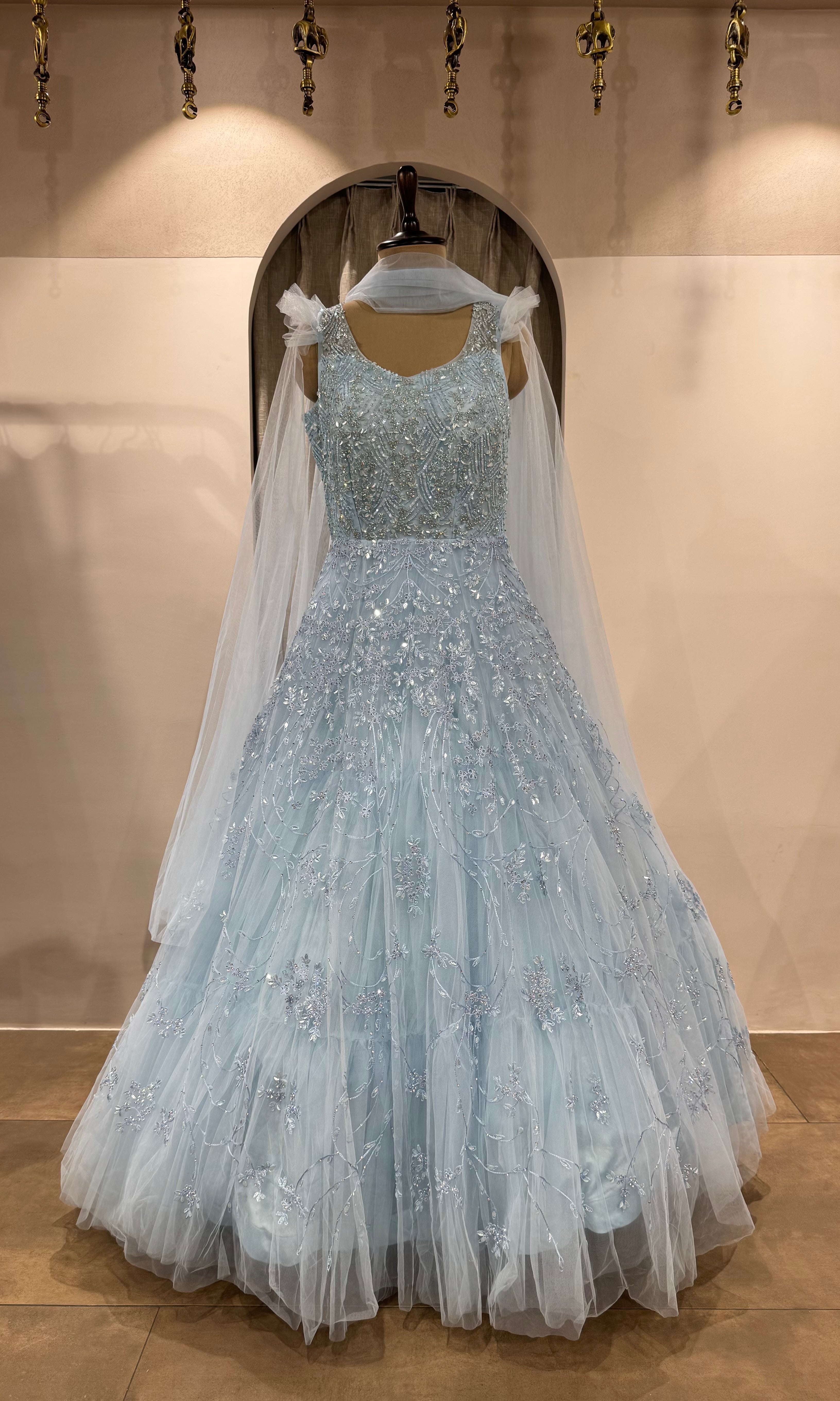 Ice Blue Embellished Gown