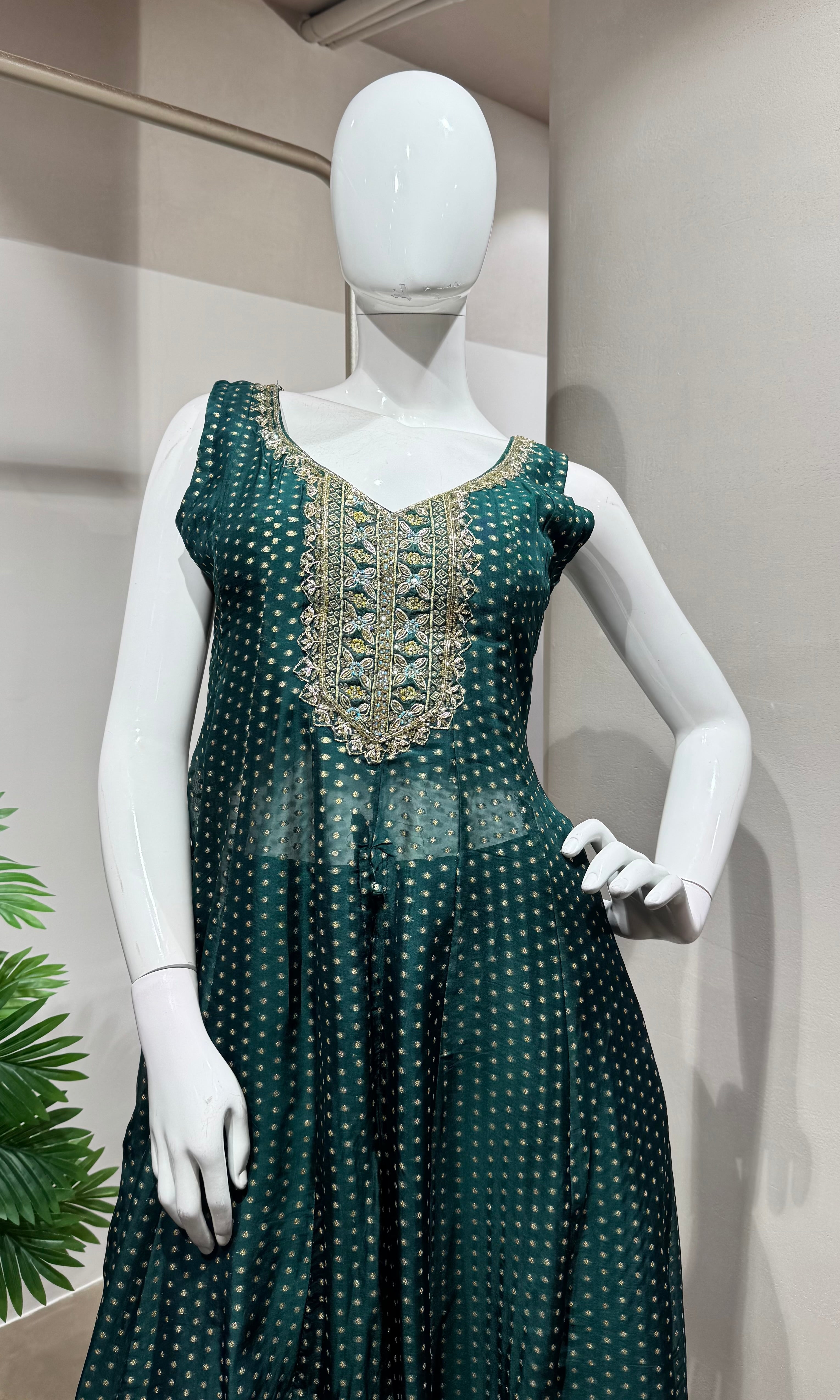 Bottle Green Georgette Sharara Set
