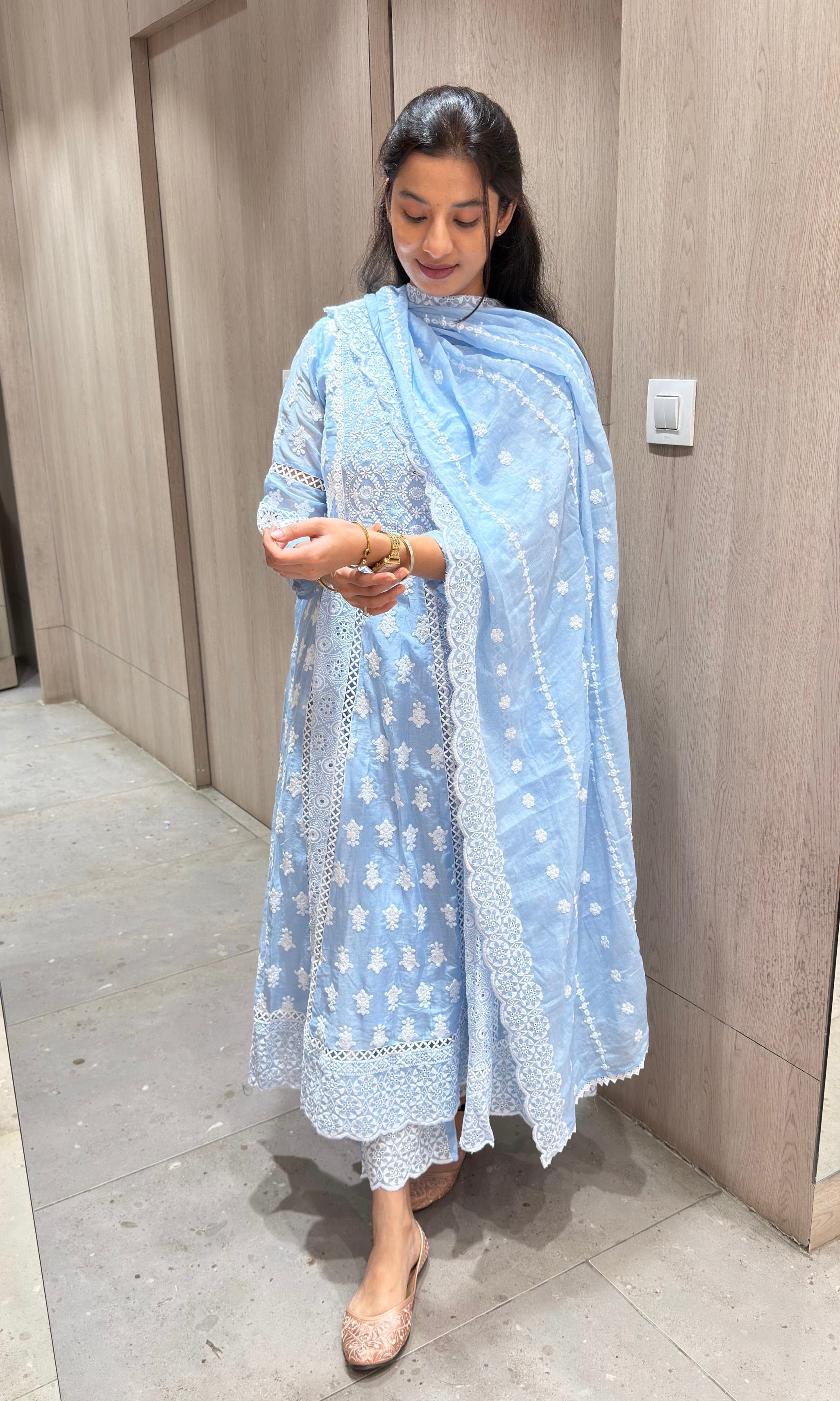 Sea Blue CHIKANKARI kurta
