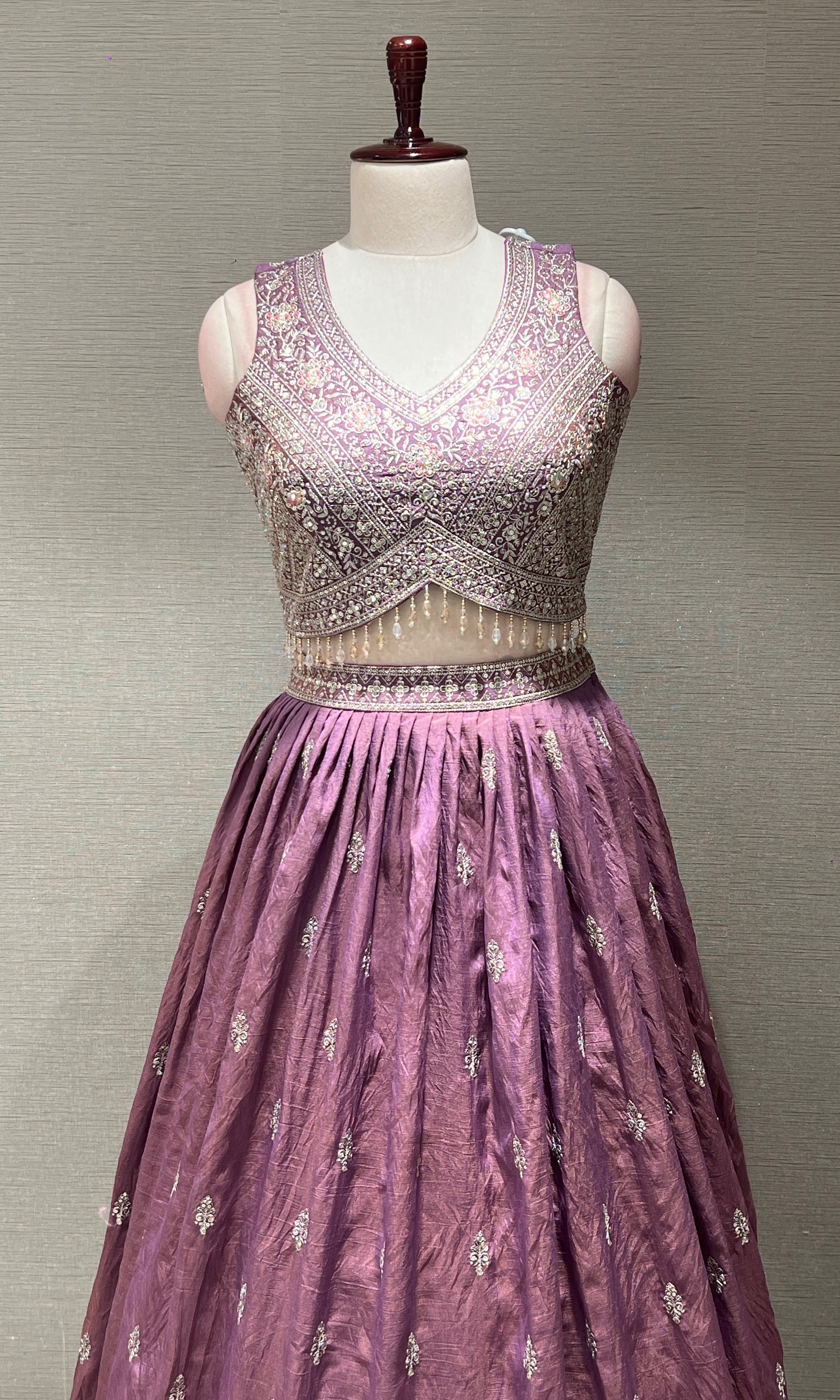 Light Purple Embroidered Sequinned Lehenga